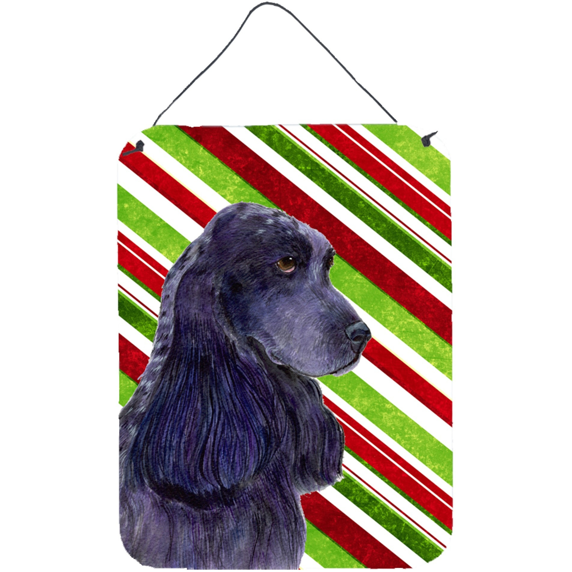 &quotCaroline's Treasures Cocker Spaniel Candy Cane Holiday Christmas Metal Wall or Door Hanging Prints, 16"" x 12"", Multicolor"