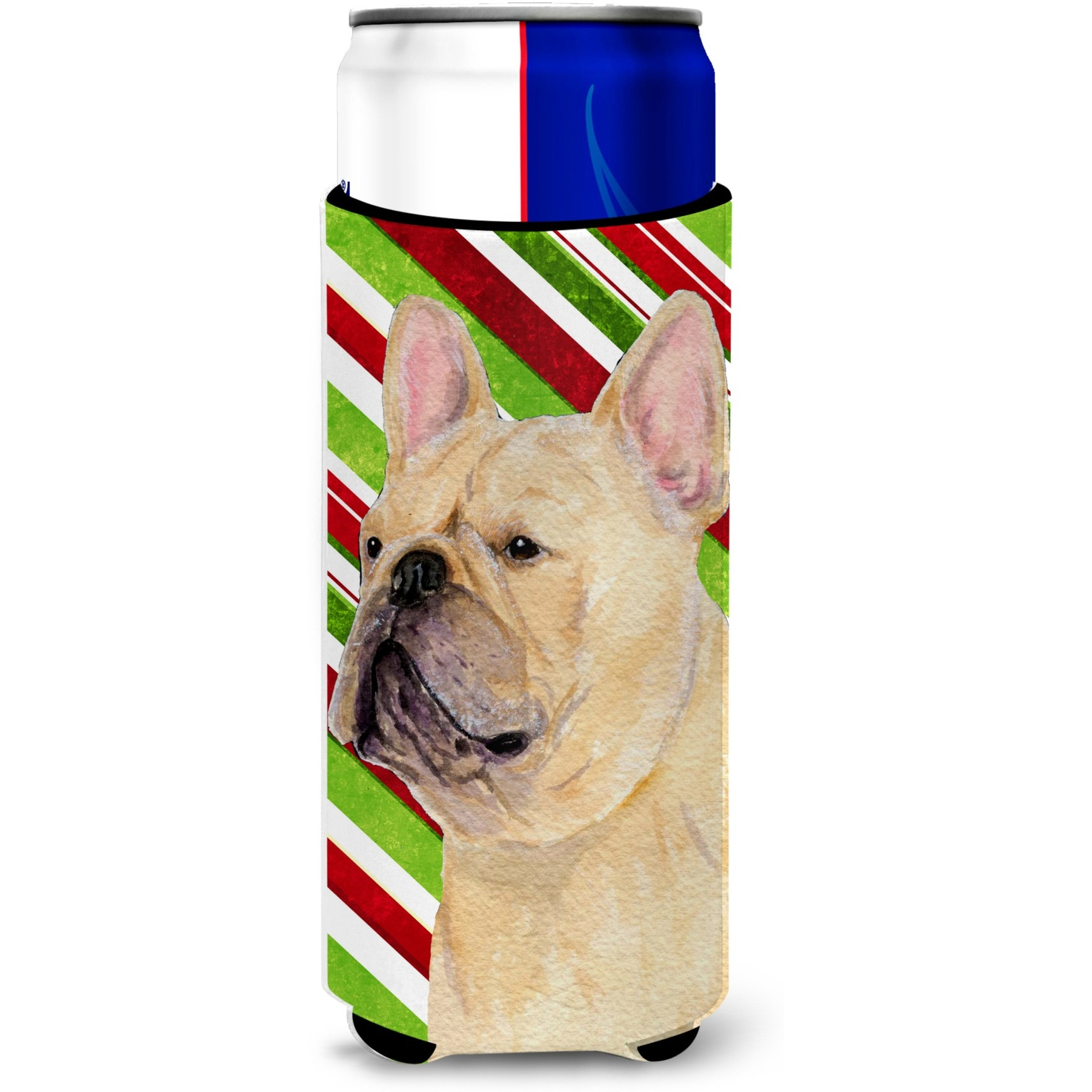 French Bulldog Candy Cane Holiday Christmas Ultra Beverage Insulators for slim cans SS4554MUK