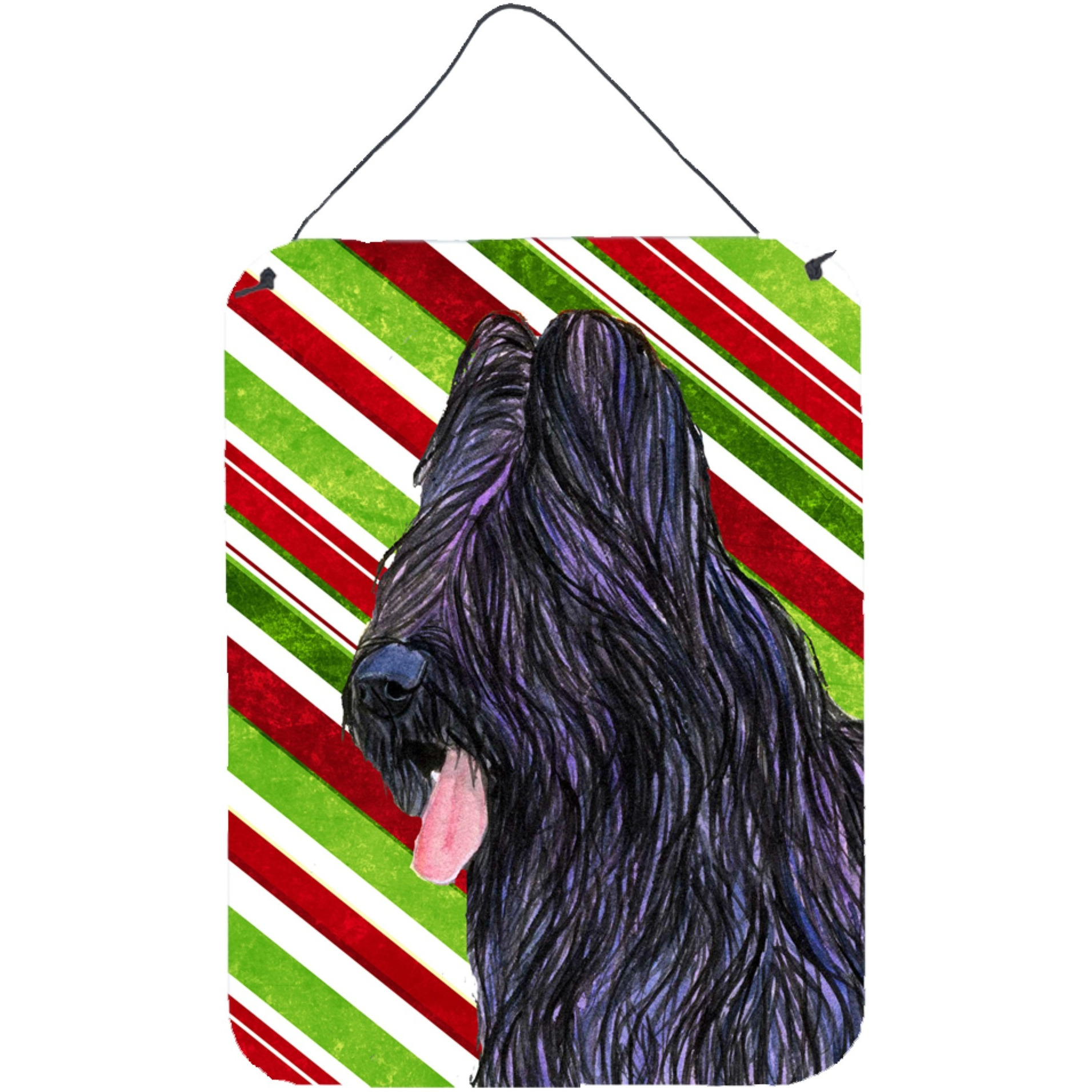 &quotCaroline's Treasures Briard Candy Cane Holiday Christmas Aluminium Metal Wall or Door Hanging Prints, 16"" x 12"", Multicolor"