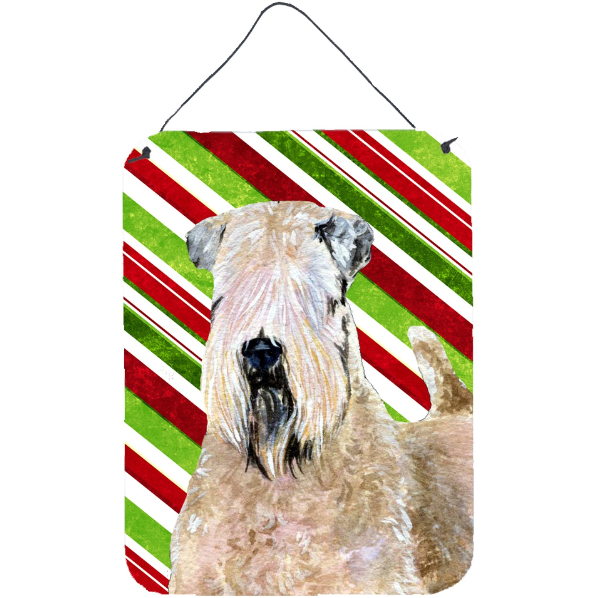 &quotCaroline's Treasures Wheaten Terrier Soft Coated Candy Cane Christmas Wall or Door Hanging Prints, 16"" x 12"", Multicolor"