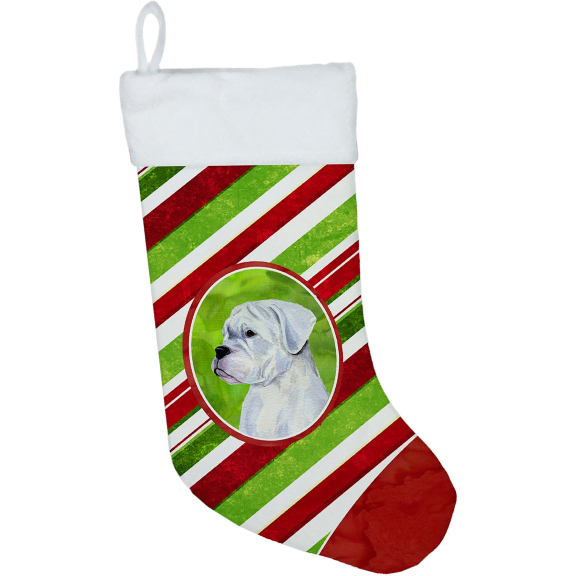&quotCaroline's Treasures Boxer Candy Cane Christmas Stocking, 11 x 18"", Multicolor"