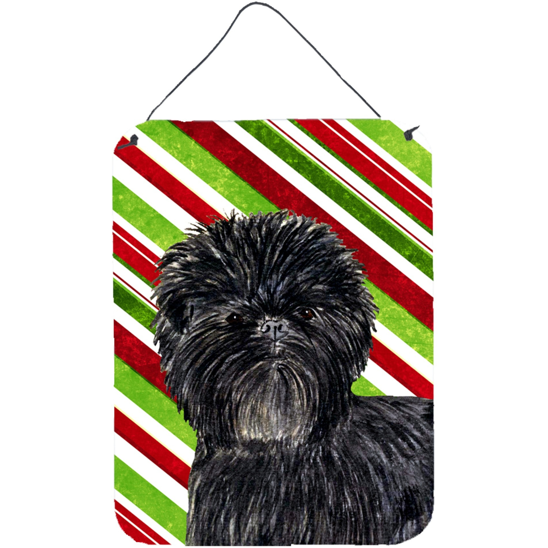 &quotCaroline's Treasures Affenpinscher Candy Cane Holiday Christmas Metal Wall or Door Hanging Prints, 16"" x 12"", Multicolor"
