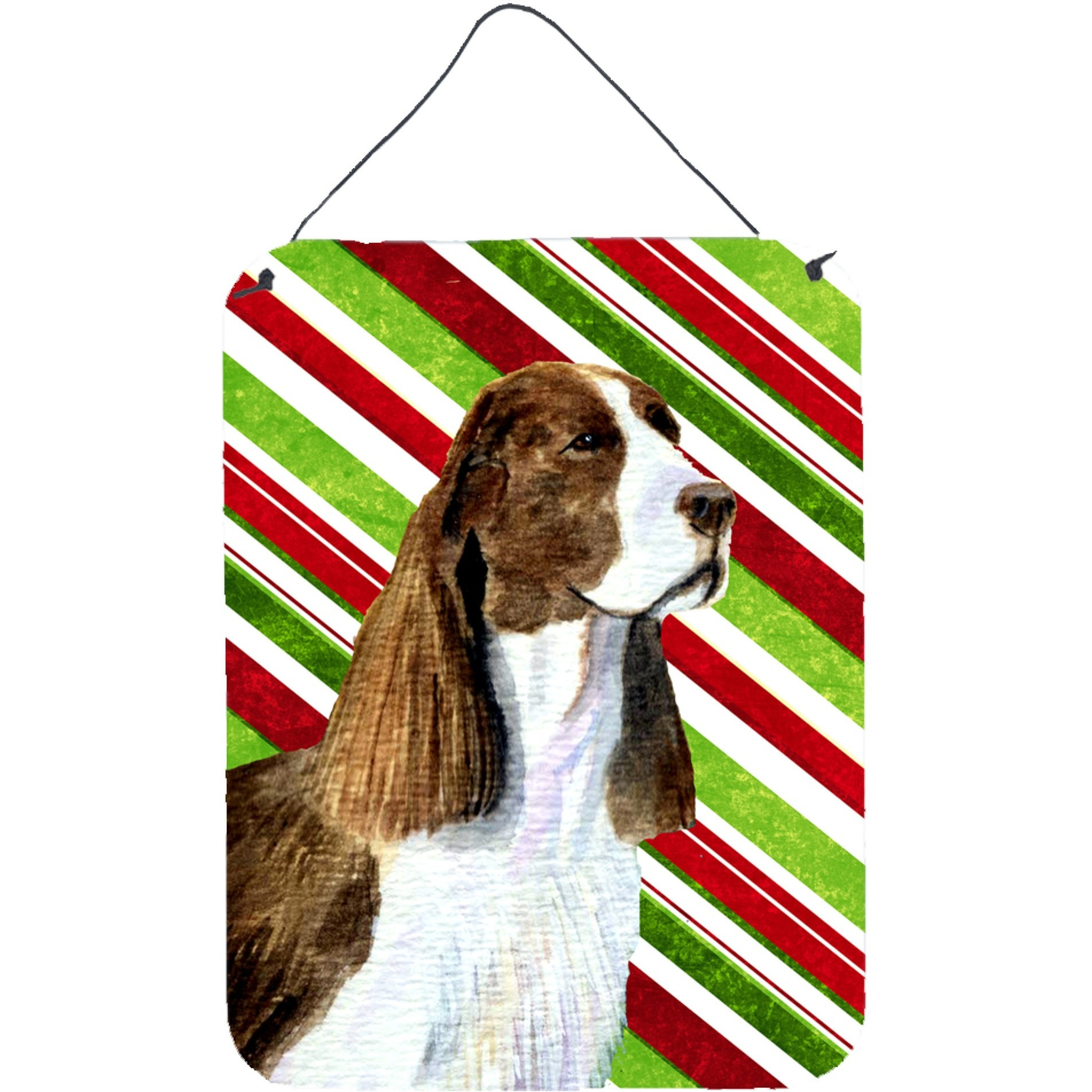 &quotCaroline's Treasures Springer Spaniel Candy Cane Holiday Christmas Metal Wall or Door Hanging Prints, 16"" x 12"", Multicolor"