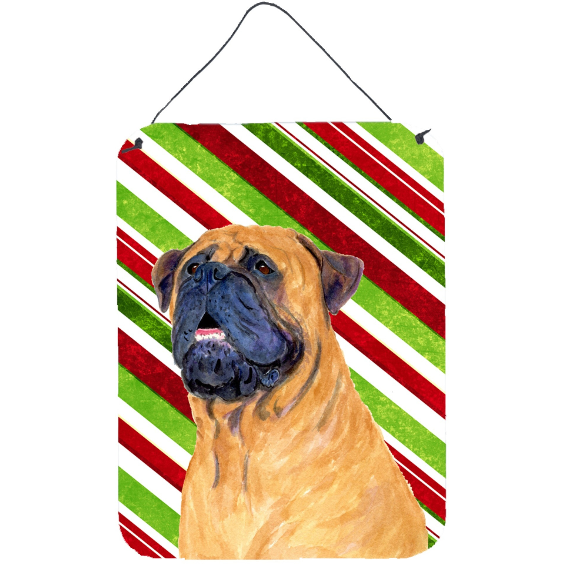 &quotCaroline's Treasures Mastiff Candy Cane Holiday Christmas Wall or Door Hanging Prints, 16"" x 12"", Multicolor"