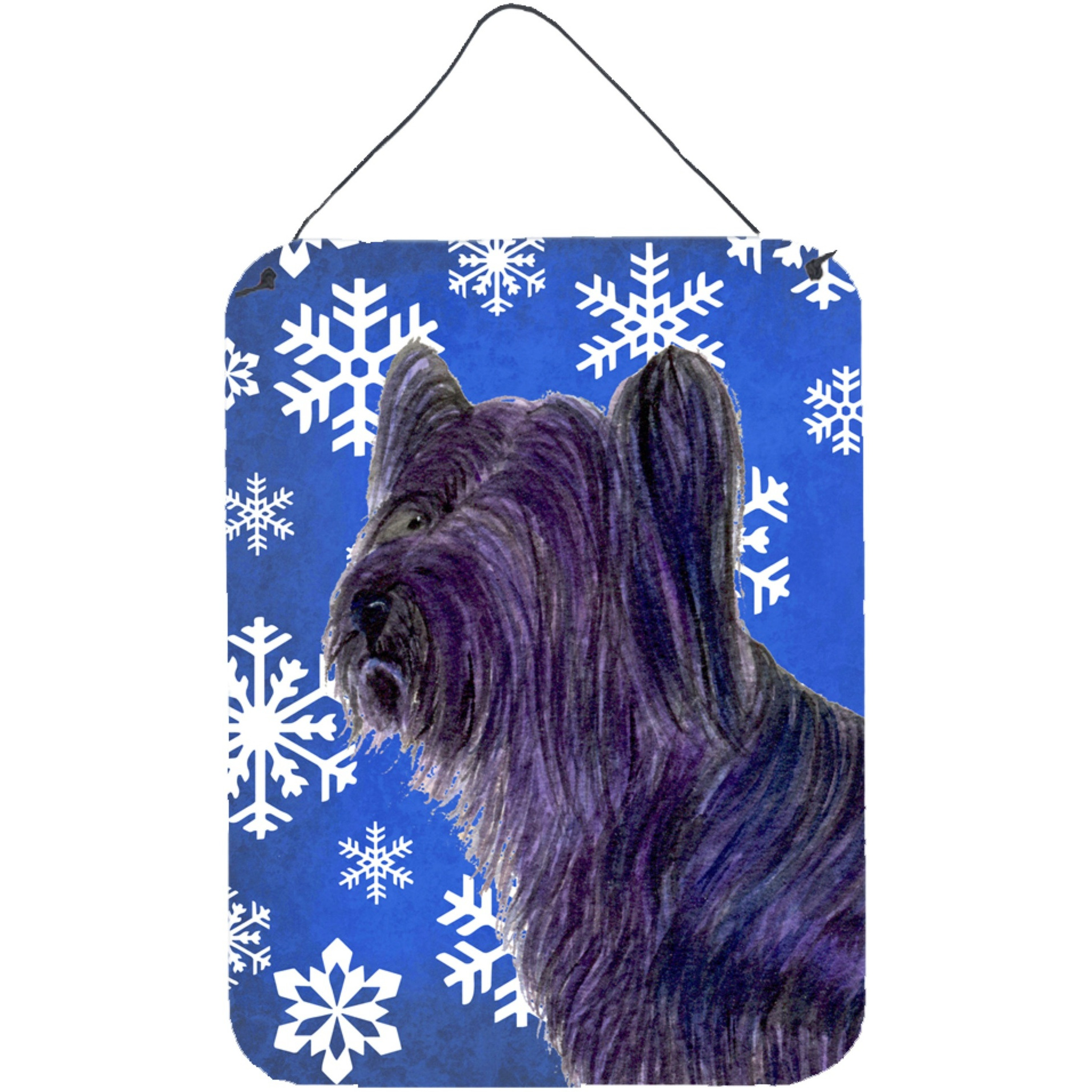 &quotCaroline's Treasures Skye Terrier Winter Snowflakes Holiday Wall or Door Hanging Prints, 16"" x 12"", Multicolor"