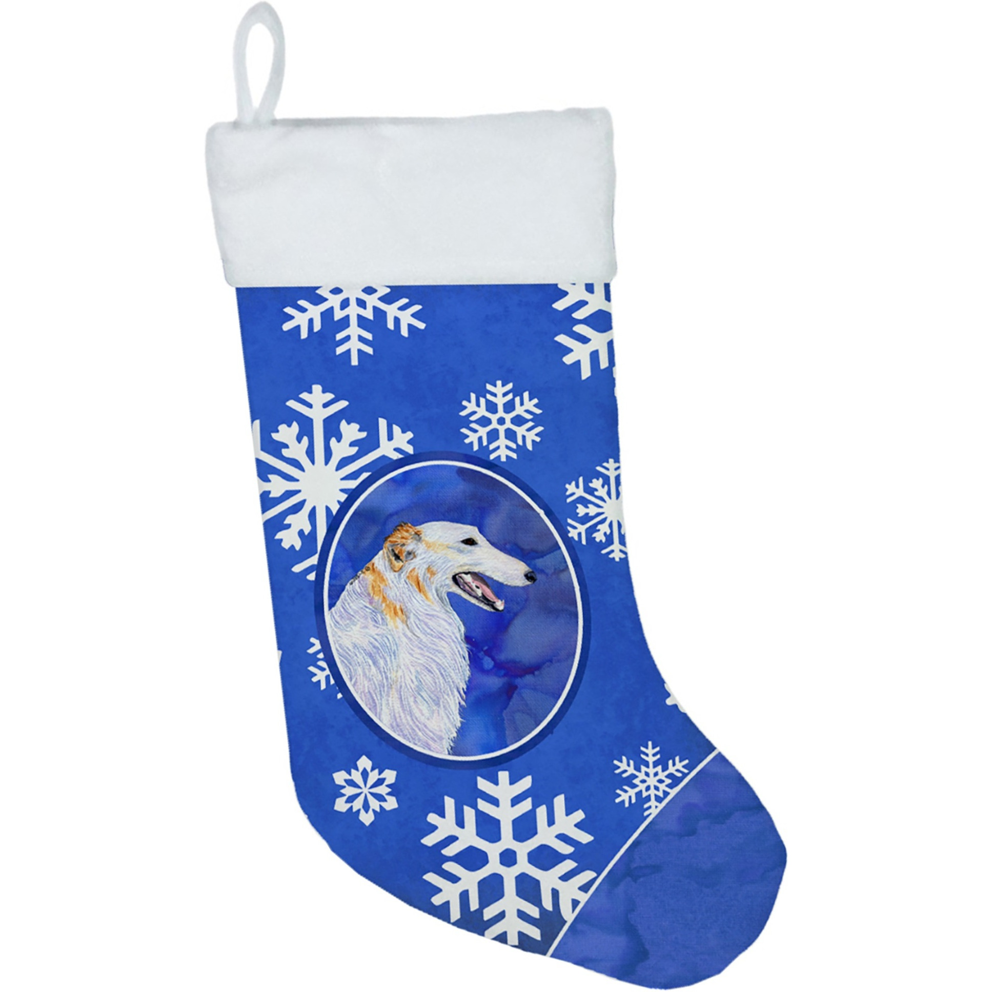 &quotCaroline's Treasures SS4613-CS Borzoi Winter Snowflakes Christmas Stocking, 11 x 18"", Multicolor"