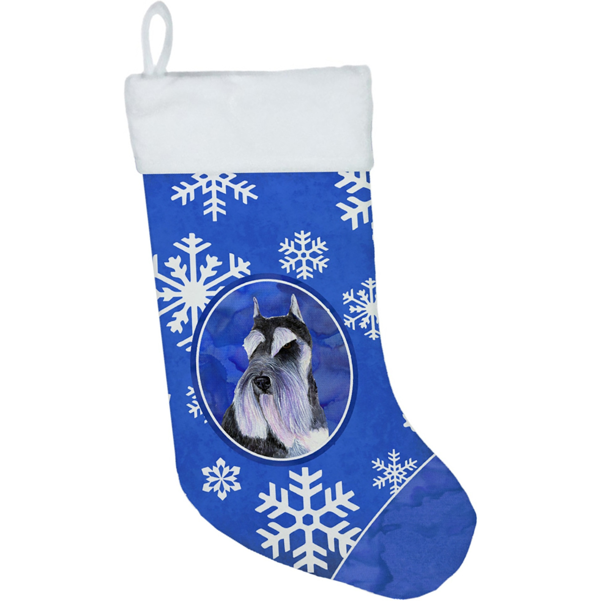&quotCaroline's Treasures SS4615-CS Schnauzer Winter Snowflakes Christmas Stocking, 11 x 18"", Multicolor"