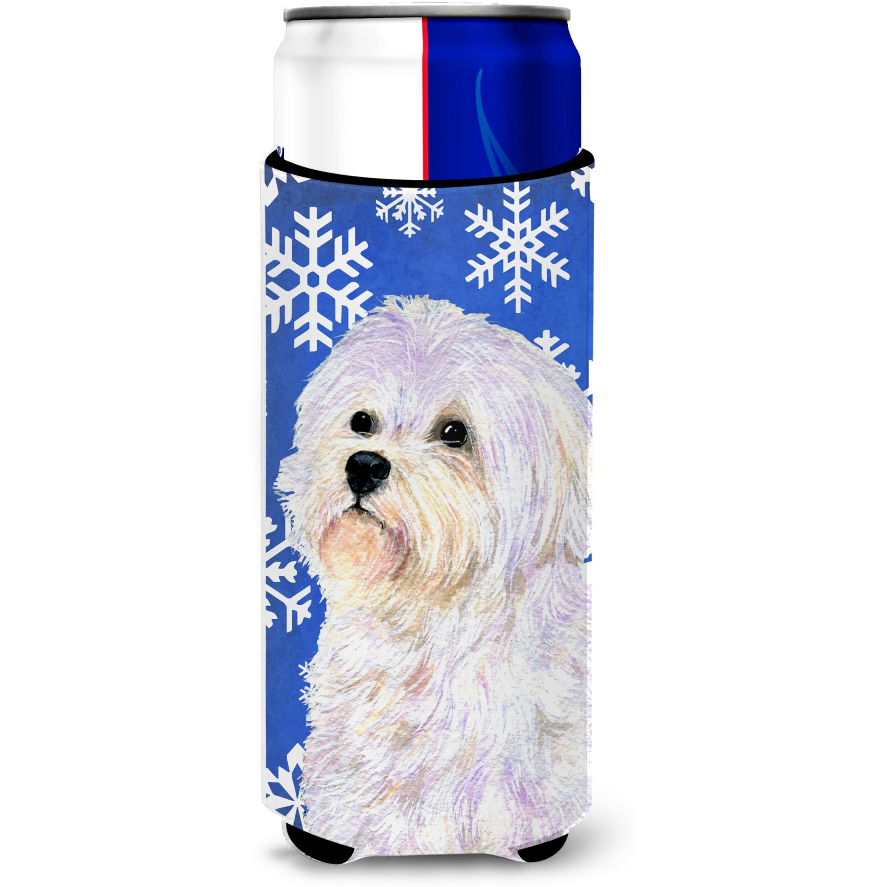 Maltese Winter Snowflakes Holiday Ultra Beverage Insulators for slim cans SS4619MUK