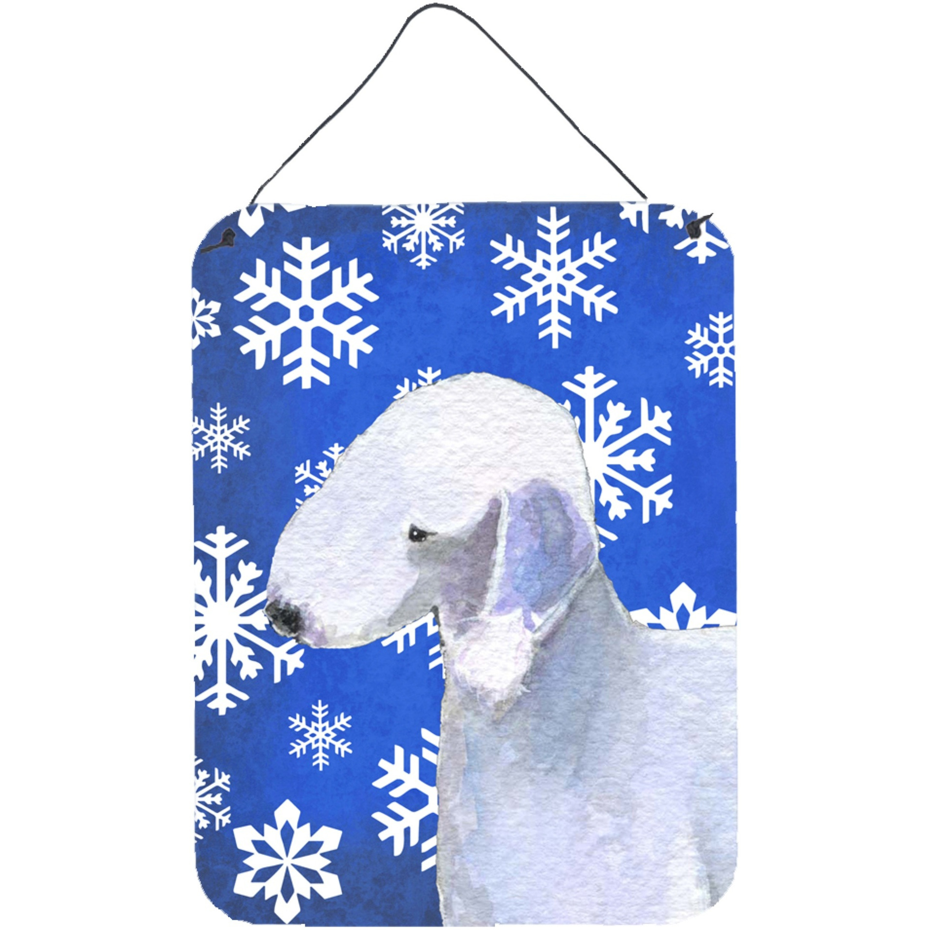 &quotCaroline's Treasures Bedlington Terrier Winter Snowflakes Holiday Wall or Door Hanging Prints, 16"" x 12"", Multicolor"