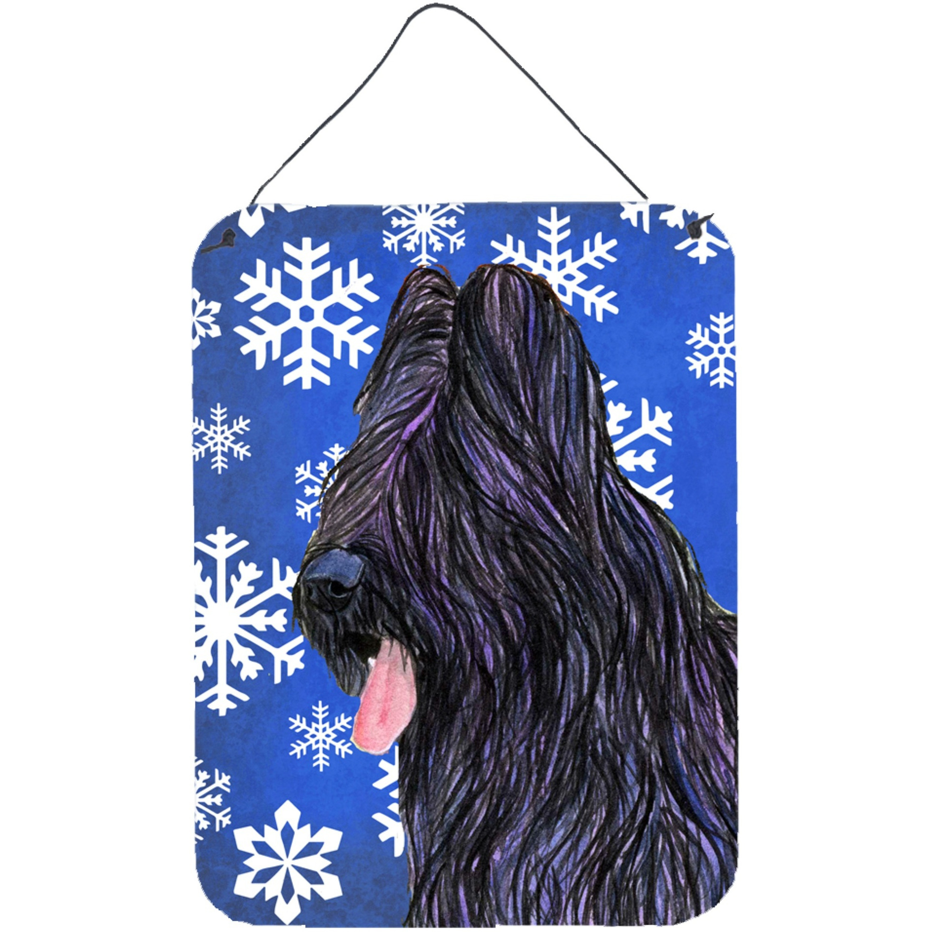 &quotCaroline's Treasures Briard Winter Snowflakes Holiday Aluminium Metal Wall or Door Hanging Prints, 16"" x 12"", Multicolor"