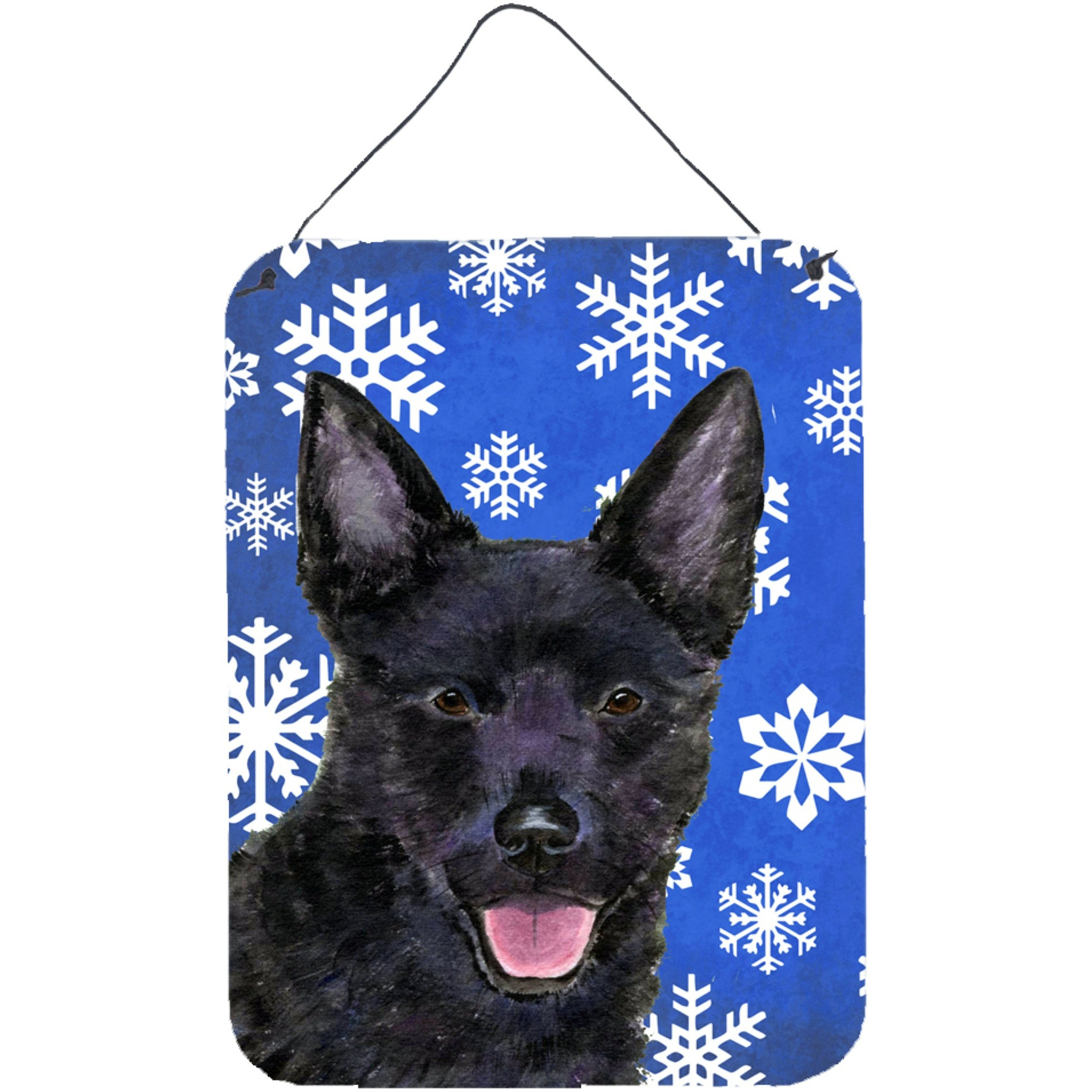 &quotCaroline's Treasures Australian Kelpie Winter Snowflakes Holiday Wall or Door Hanging Prints, 16"" x 12"", Multicolor"