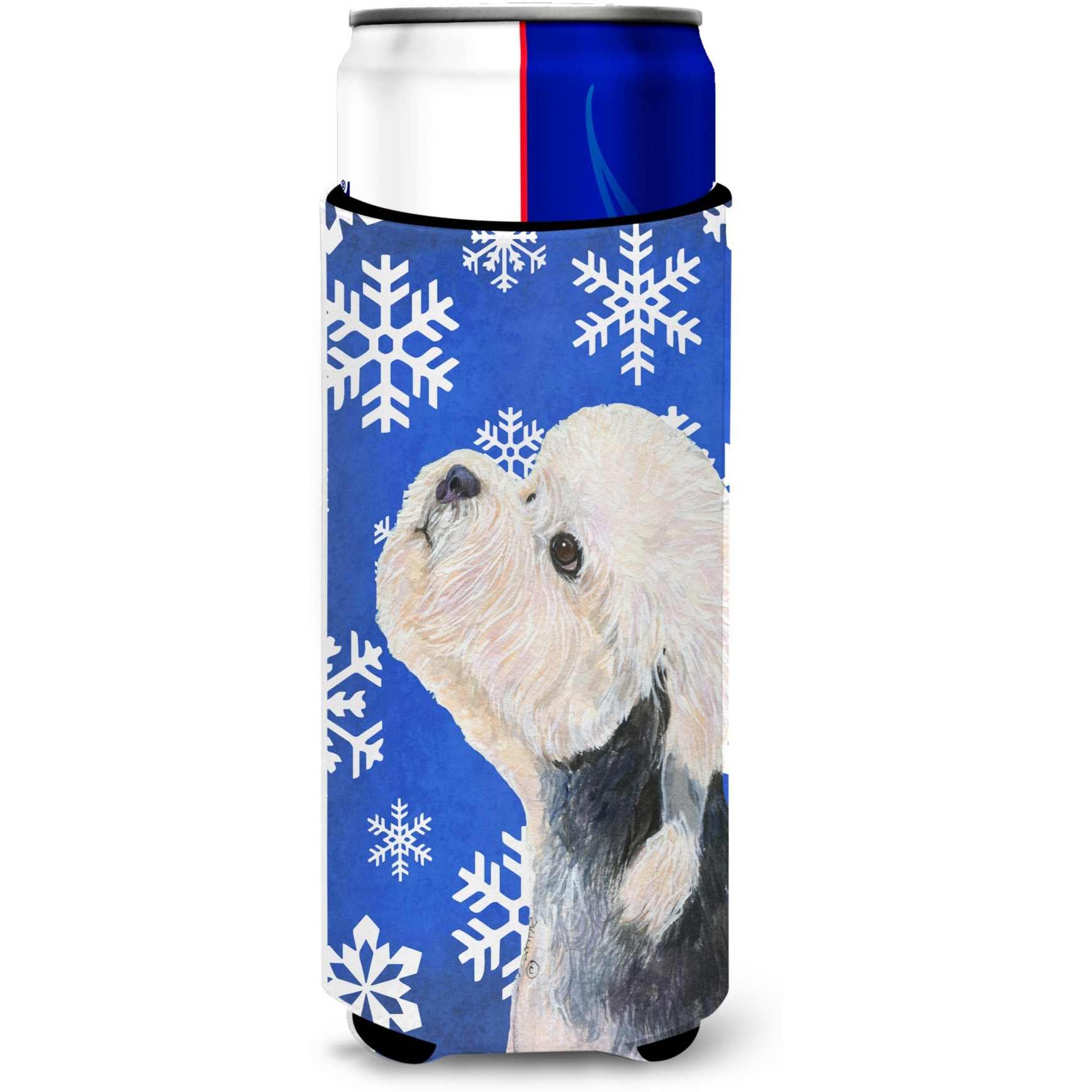Dandie Dinmont Terrier Winter Snowflakes Holiday Ultra Beverage Insulators for slim cans SS4641MUK