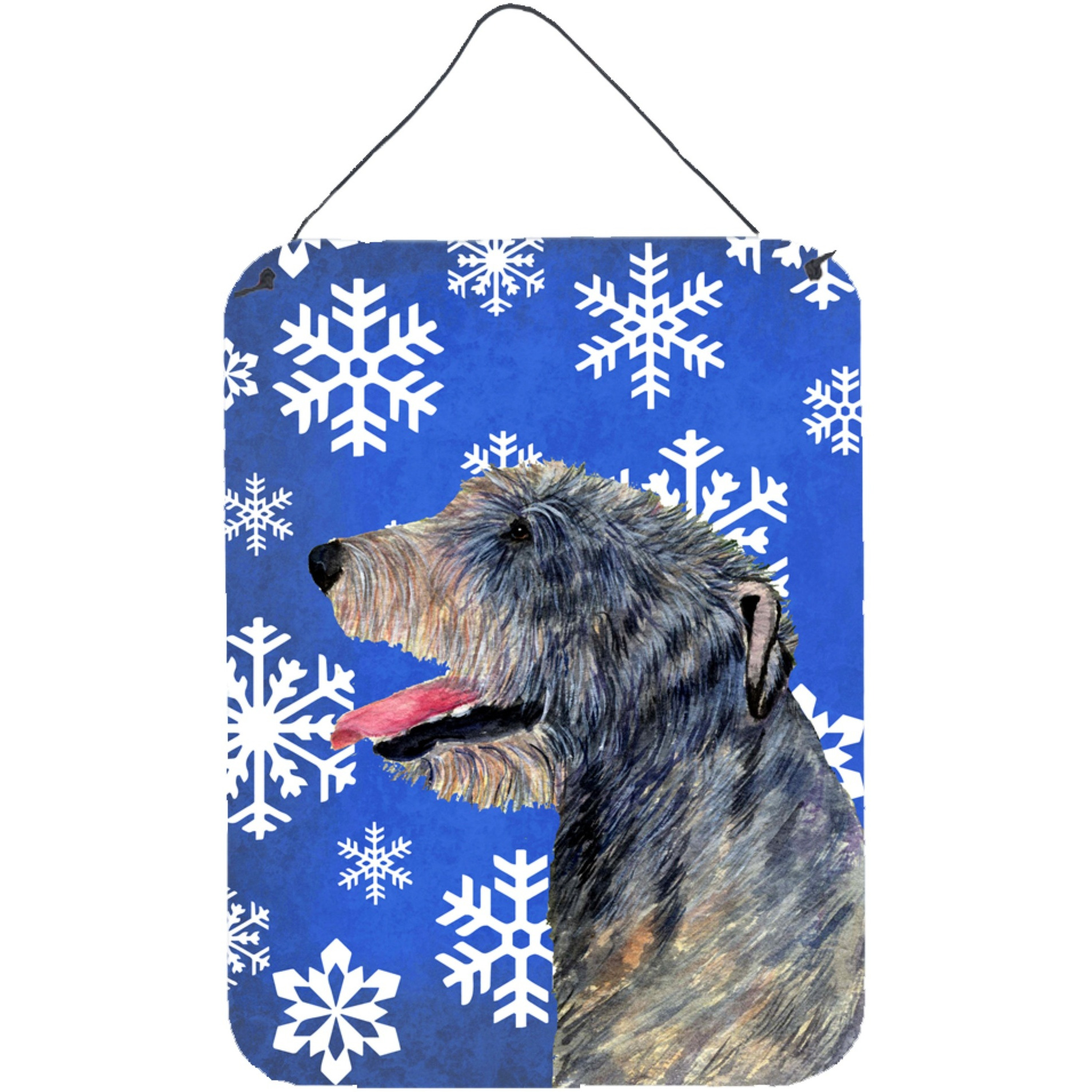 &quotCaroline's Treasures Irish Wolfhound Winter Snowflakes Holiday Wall or Door Hanging Prints, 16"" x 12"", Multicolor"