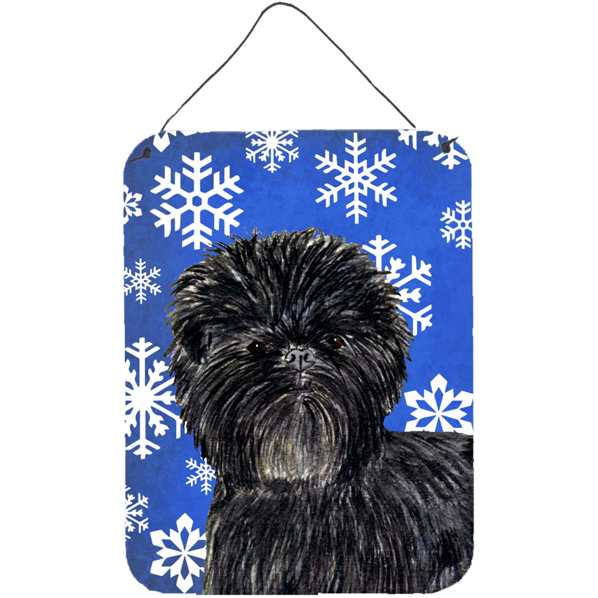 &quotCaroline's Treasures Affenpinscher Winter Snowflakes Holiday Wall or Door Hanging Prints, 16"" x 12"", Multicolor"