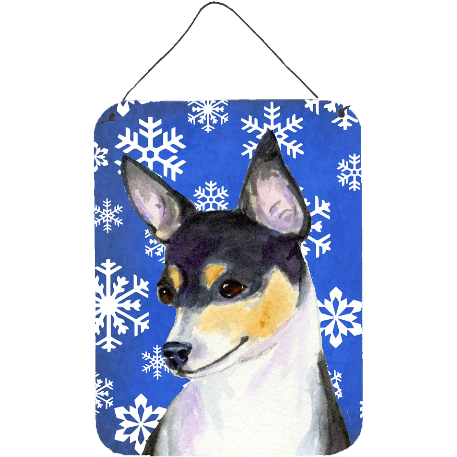 &quotCaroline's Treasures SS4656DS1216 Chihuahua Winter Snowflakes Holiday Aluminium Metal Wall or Door Hanging Prints, 16"" x 12"", Multicolor"