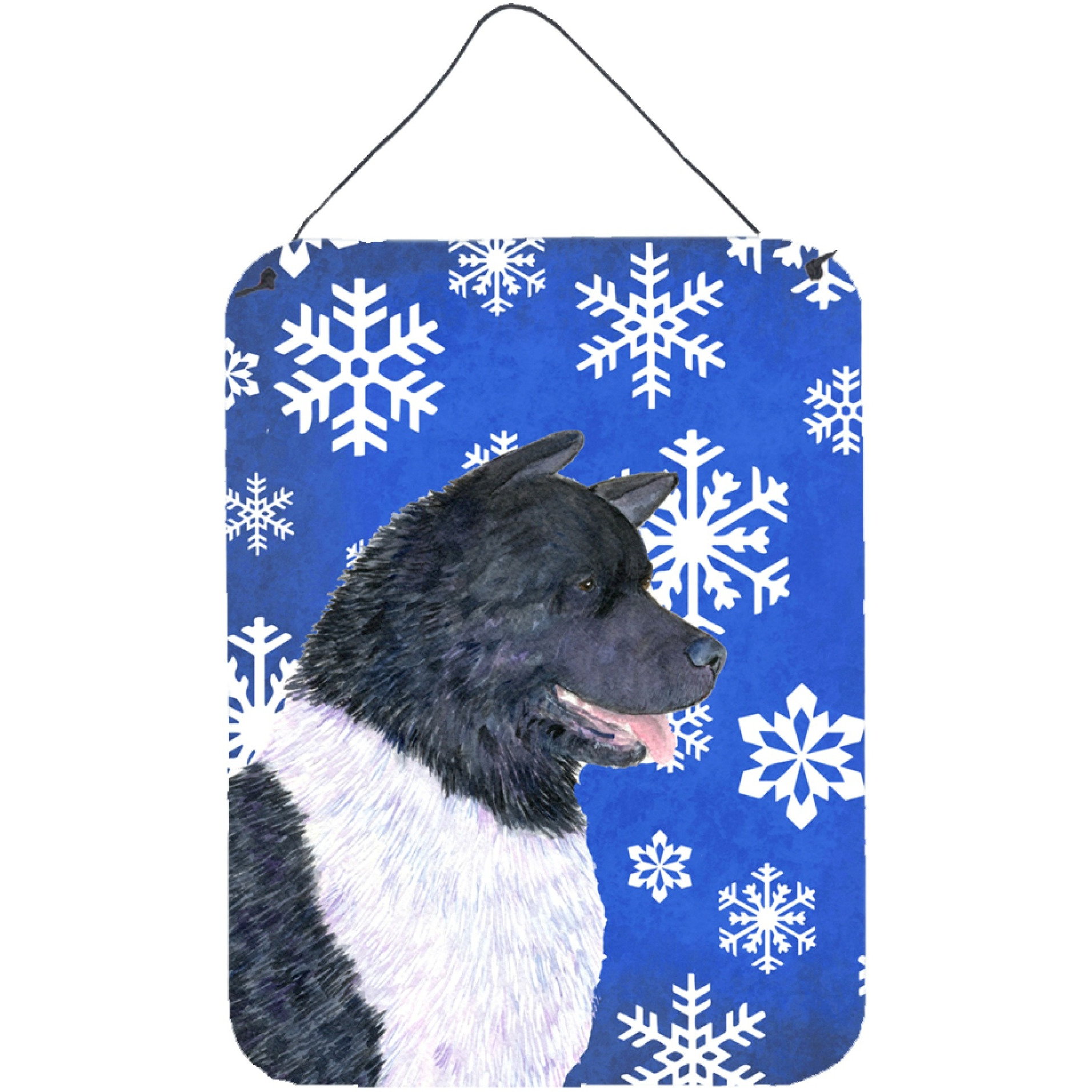 &quotCaroline's Treasures Akita Winter Snowflakes Holiday Aluminium Metal Wall or Door Hanging Prints, 16"" x 12"", Multicolor"
