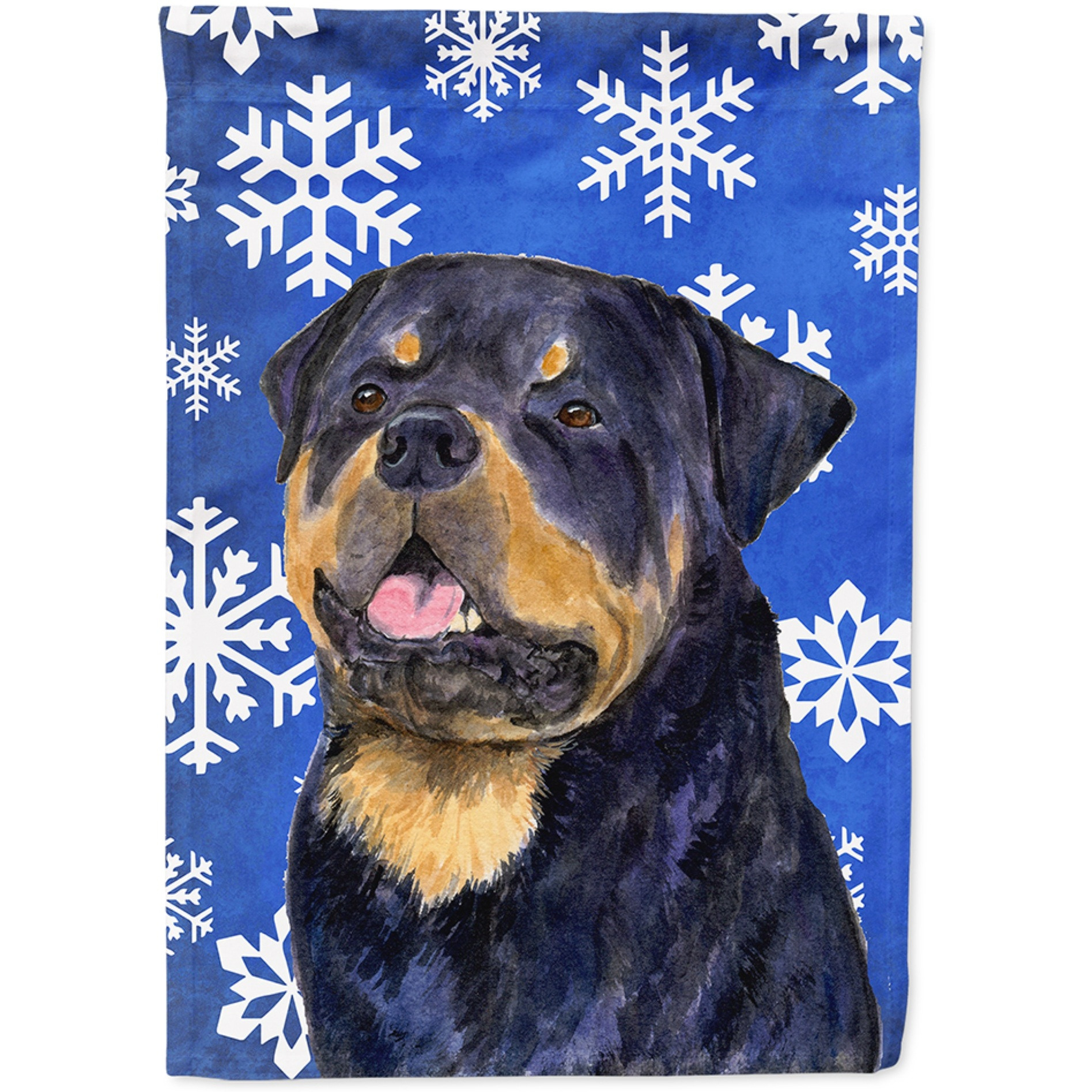 &quotCaroline's Treasures SS4662CHF Rottweiler Winter Snowflakes Holiday Flag Canvas, Large, Multicolor"