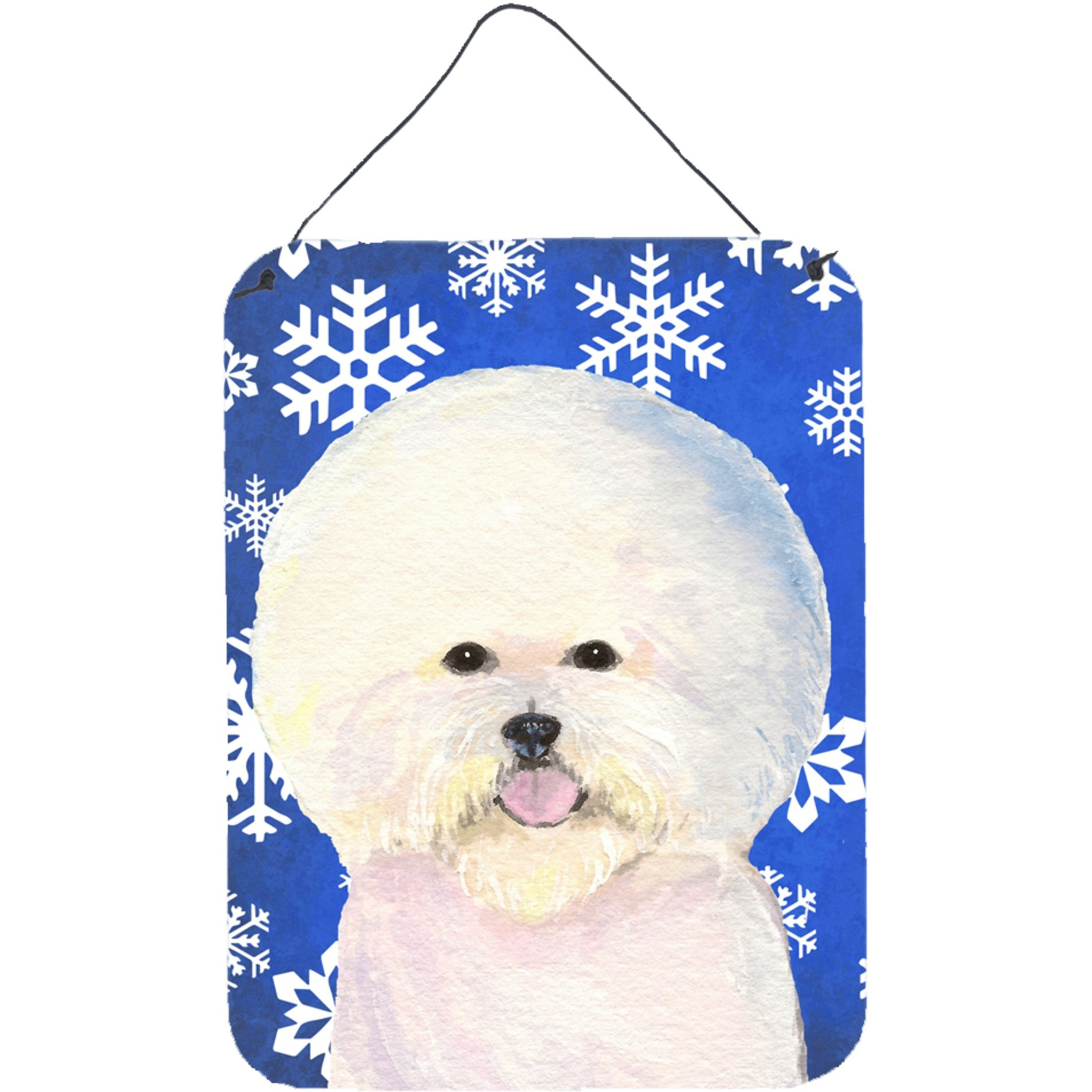 &quotCaroline's Treasures Bichon Frise Winter Snowflakes Holiday Wall or Door Hanging Prints, 16"" x 12"", Multicolor"