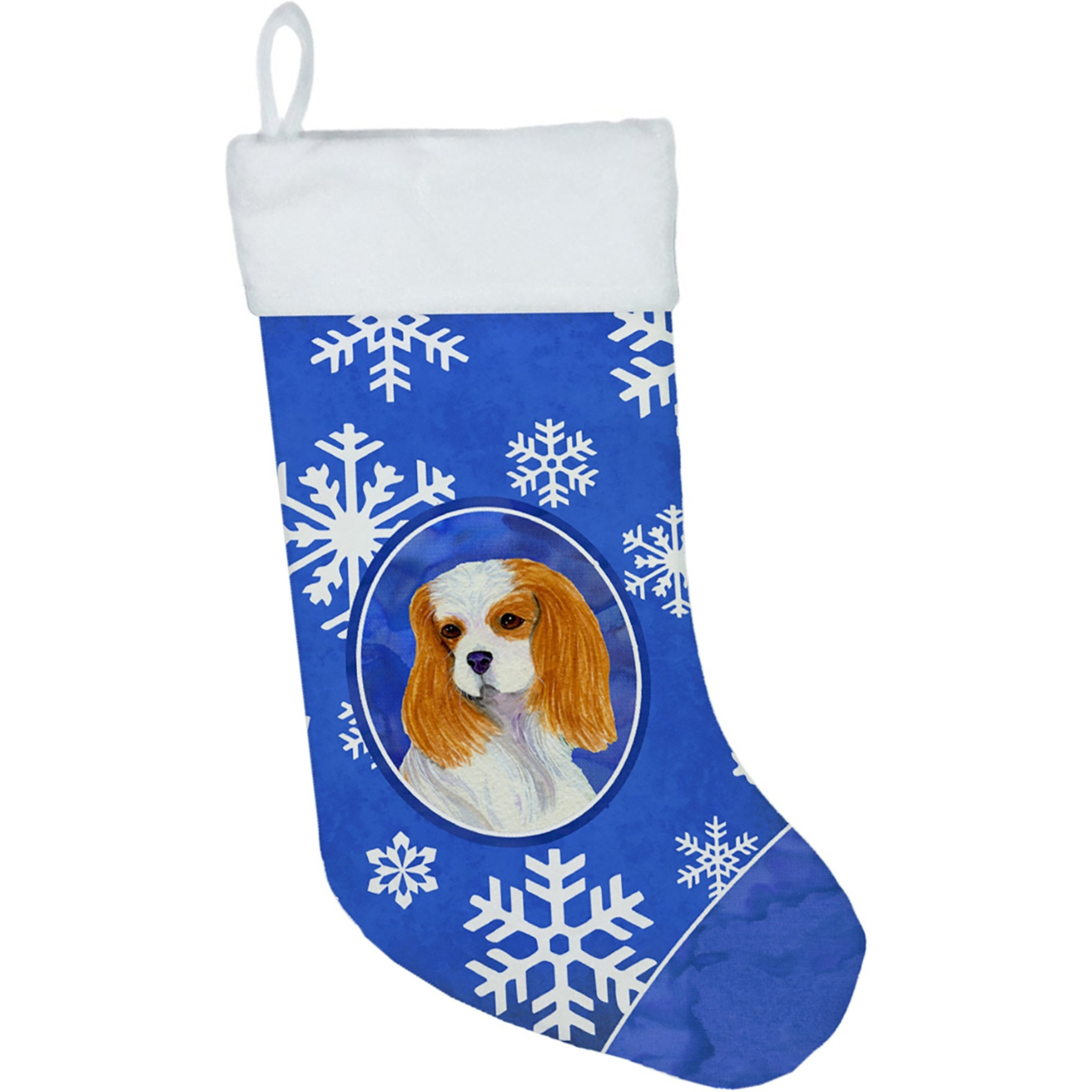 &quotCaroline's Treasures SS4665-CS Cavalier Spaniel Winter Snowflakes Christmas Stocking, 11 x 18"", Multicolor"