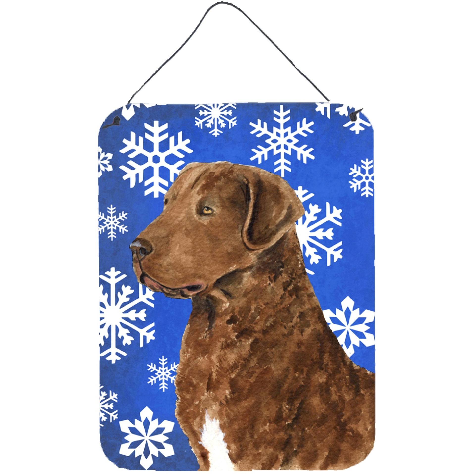 &quotCaroline's Treasures Chesapeake Bay Retriever Winter Snowflakes Holiday Wall or Door Hanging Prints, 16"" x 12"", Multicolor"
