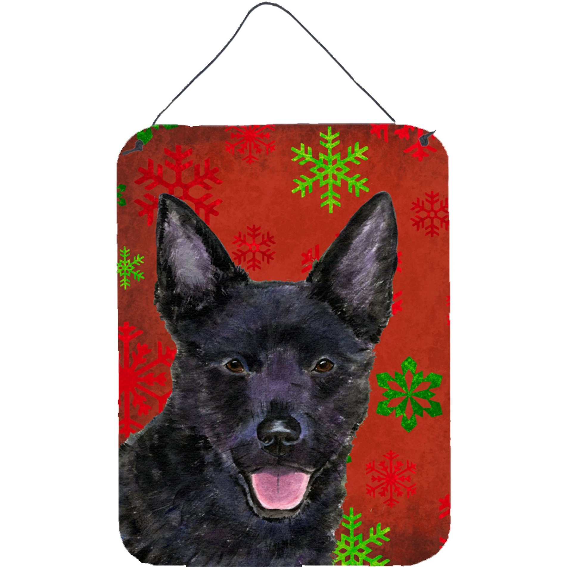 &quotCaroline's Treasures Australian Kelpie Red Snowflakes Holiday Christmas Wall or Door Hanging Prints, 16"" x 12"", Multicolor"
