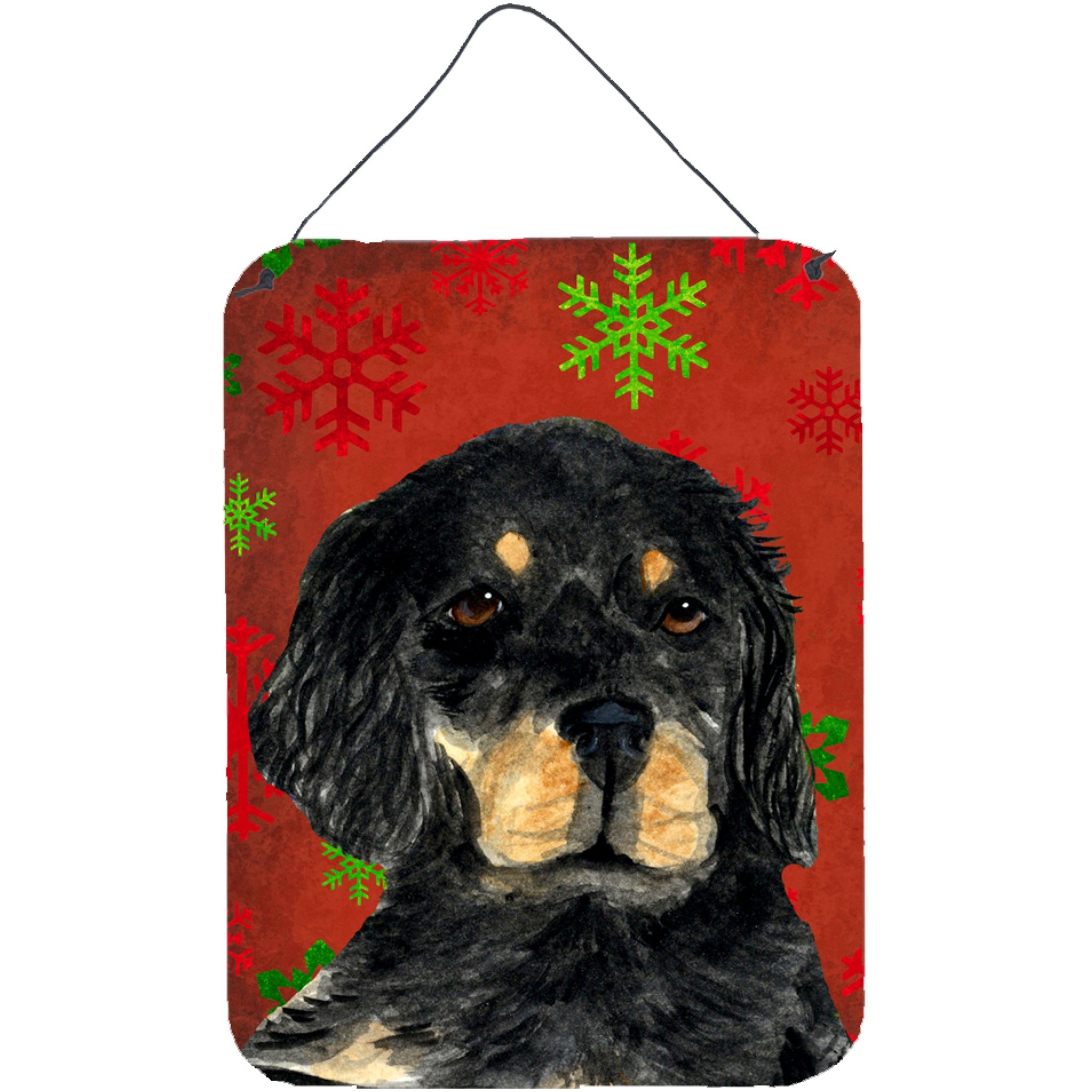 &quotCaroline's Treasures Gordon Setter Red Snowflakes Holiday Christmas Wall or Door Hanging Prints, 16"" x 12"", Multicolor"