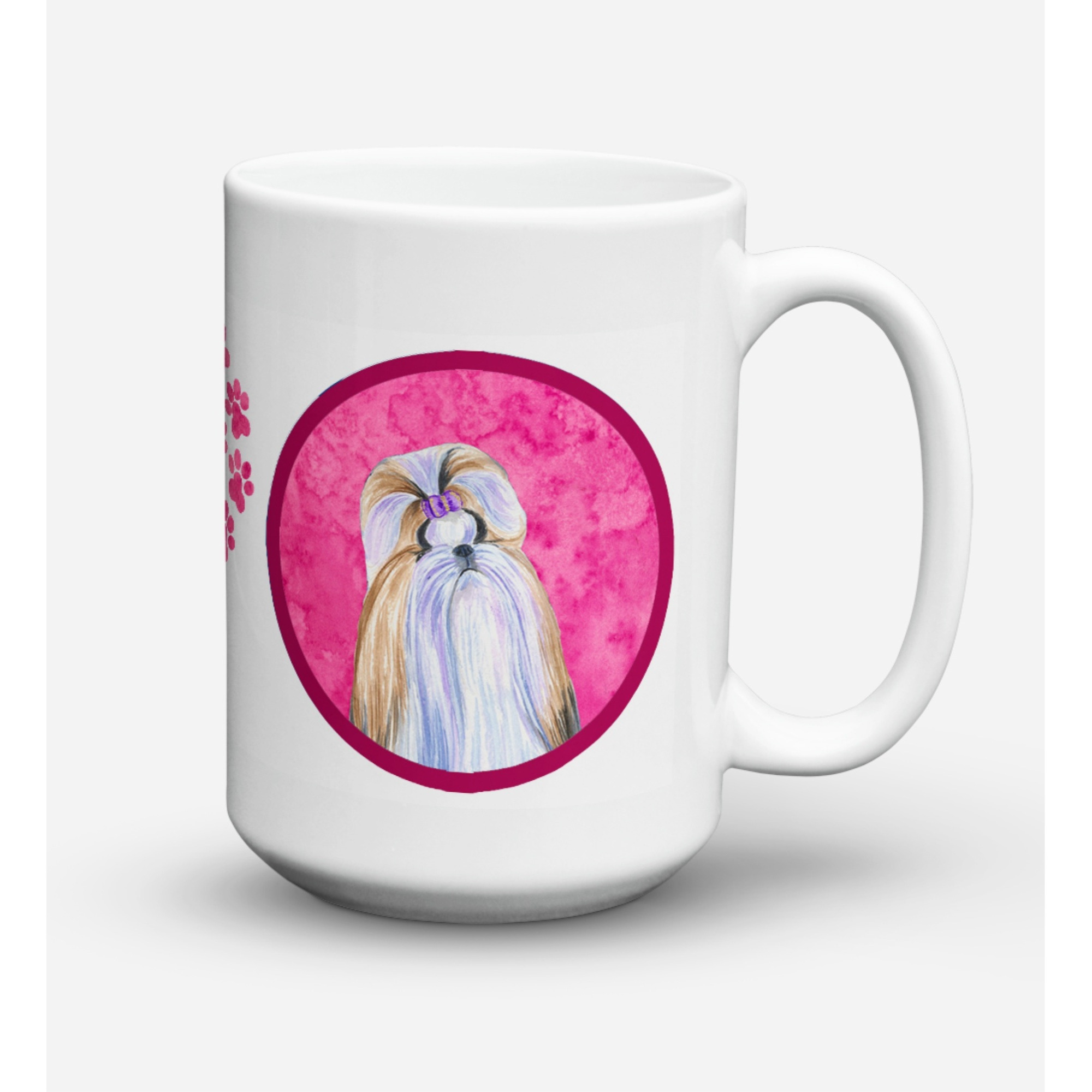 &quotCaroline's Treasures SS4741-PK-CM15 Shih Tzu Microwavable Ceramic Coffee Mug, 15 oz, Multicolor"