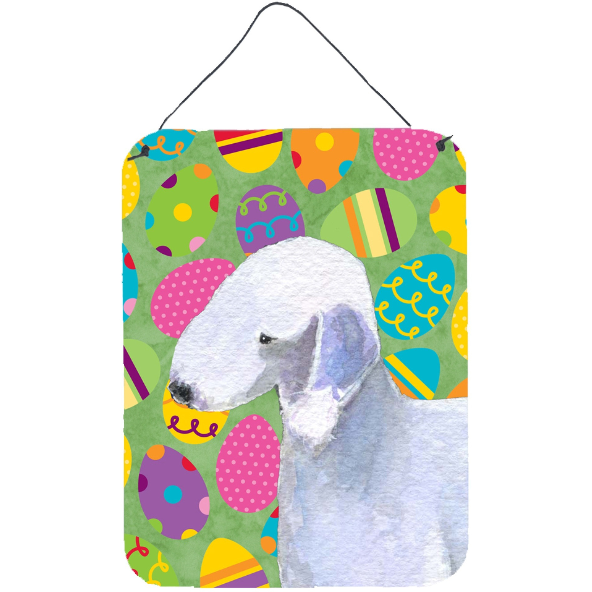&quotCaroline's Treasures Bedlington Terrier Easter Eggtravaganza Wall or Door Hanging Prints, 16"" x 12"", Multicolor"