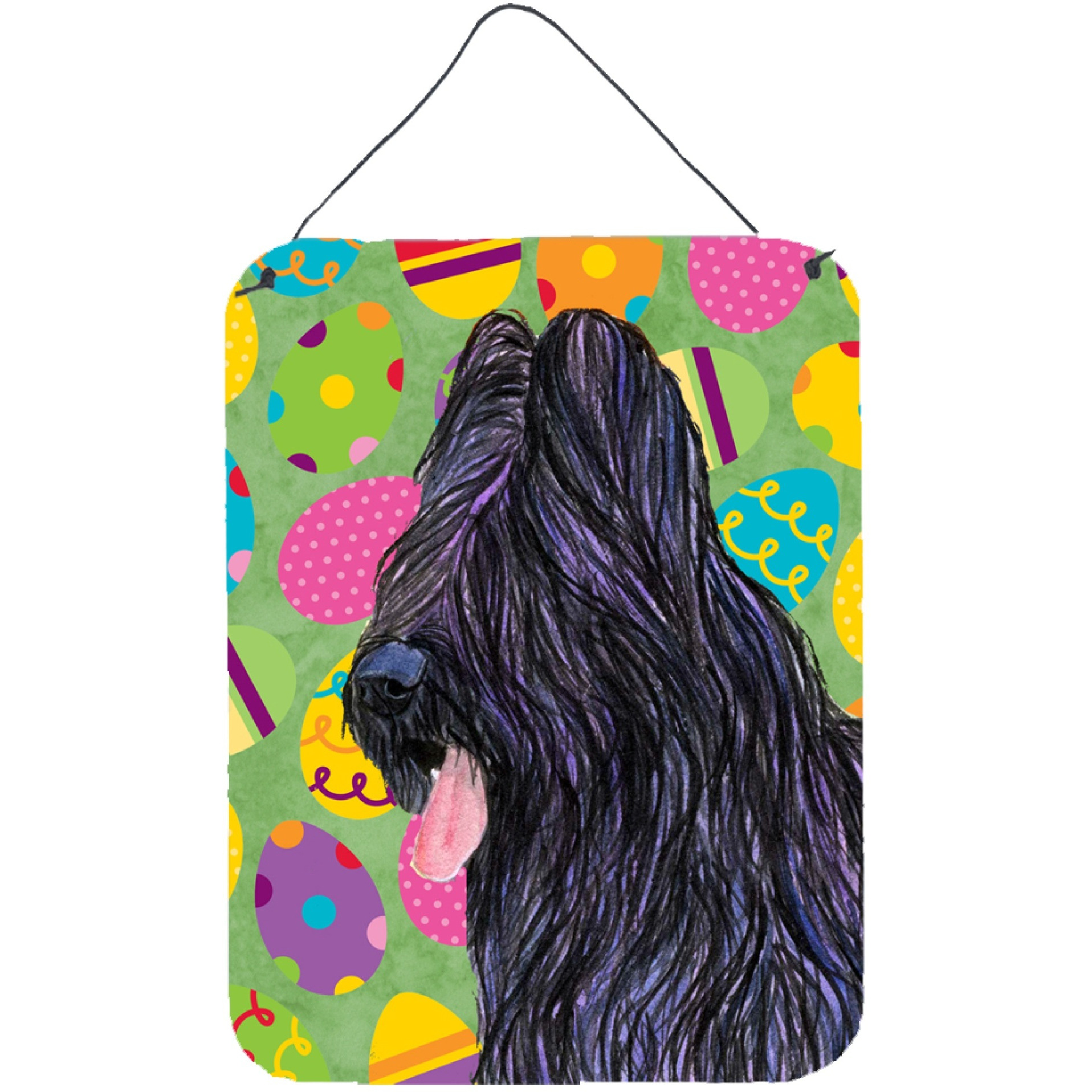 &quotCaroline's Treasures Briard Easter Eggtravaganza Aluminium Metal Wall or Door Hanging Prints, 16"" x 12"", Multicolor"