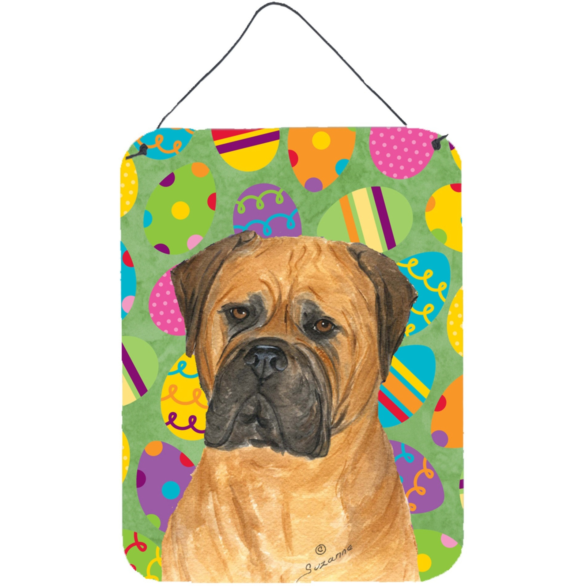 &quotCaroline's Treasures Bullmastiff Easter Eggtravaganza Aluminium Metal Wall or Door Hanging Prints, 16"" x 12"", Multicolor"