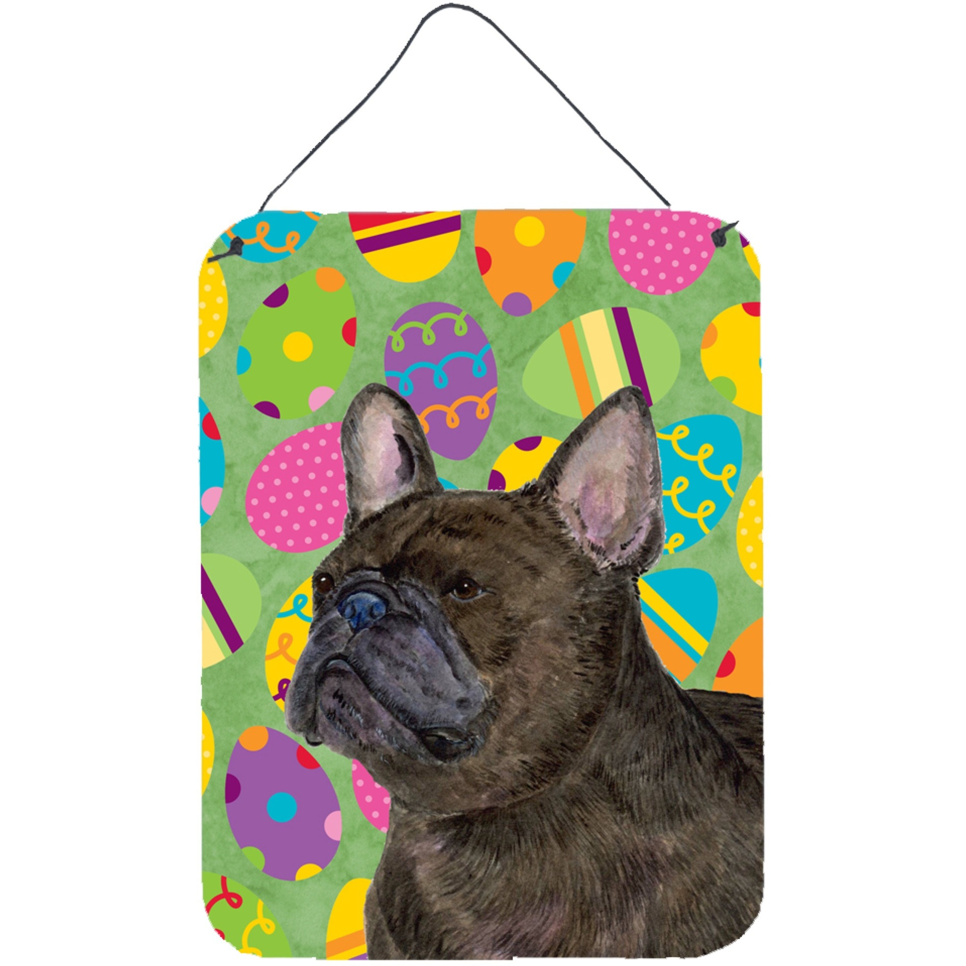 &quotCaroline's Treasures SS4864DS1216 French Bulldog Easter Eggtravaganza Aluminium Metal Wall or Door Hanging Prints, 16"" x 12"", Multicolor"