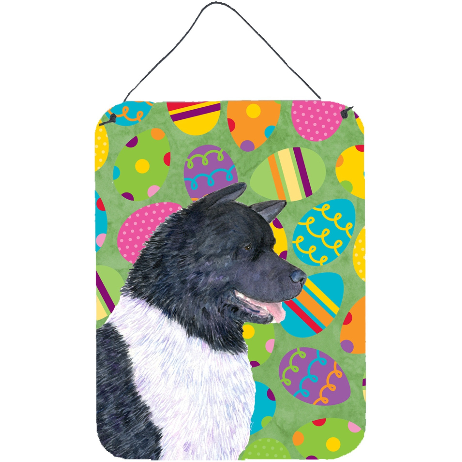 &quotCaroline's Treasures Akita Easter Eggtravaganza Aluminium Metal Wall or Door Hanging Prints, 16"" x 12"", Multicolor"