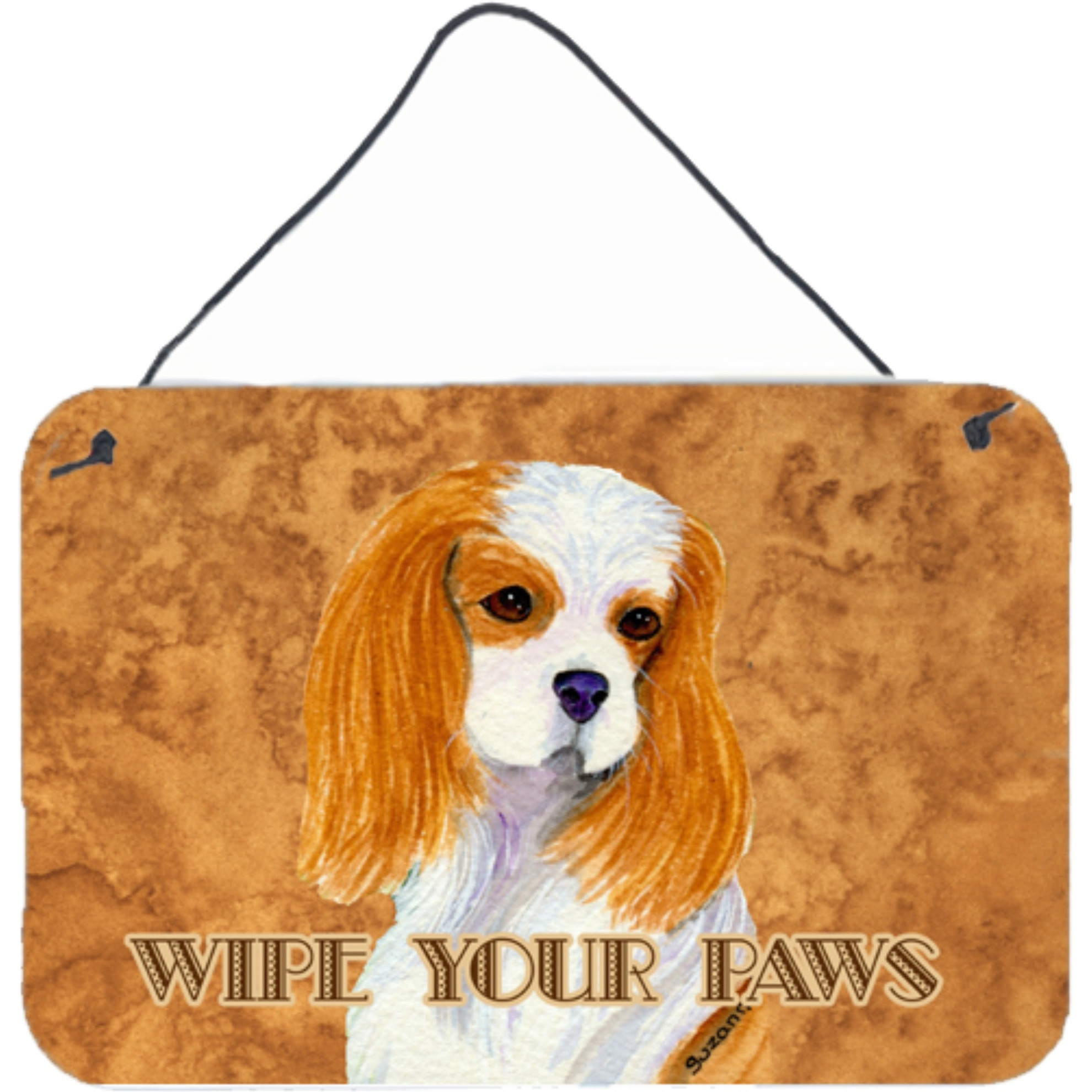 &quotCaroline's Treasures Blenheim Cavalier Spaniel Wipe Your Paws Wall or Door Hanging Prints, 8 x 12"""