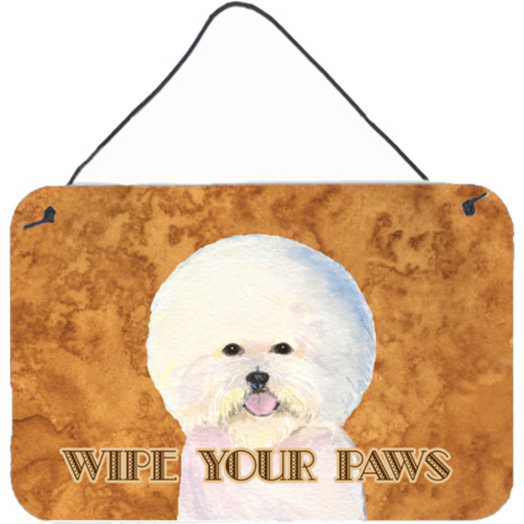 &quotCaroline's Treasures Bichon Frise Wipe Your Paws Aluminum Metal Wall or Door Hanging Prints, 8 x 12"""