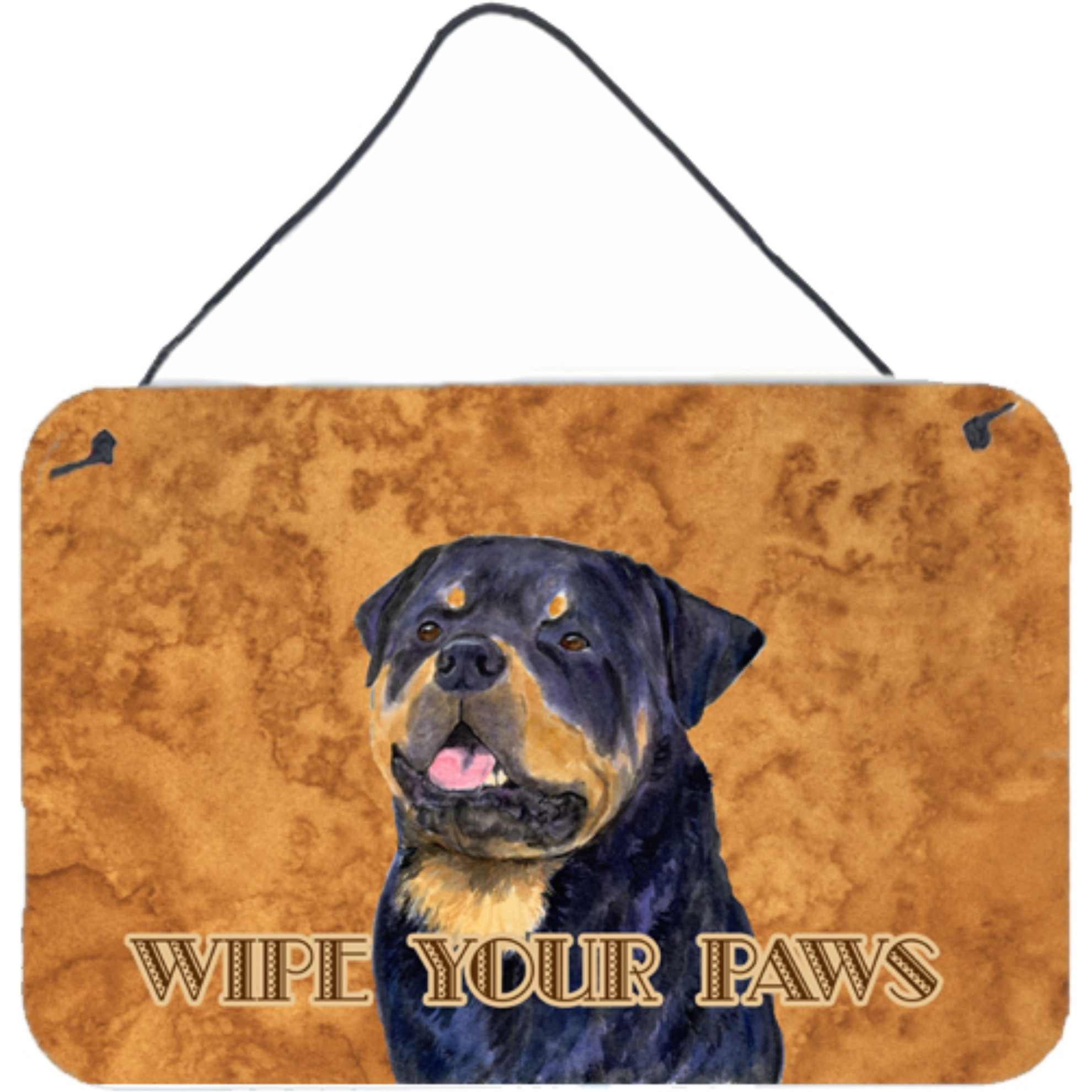 &quotCaroline's Treasures Rottweiler Wipe Your Paws Aluminum Metal Wall or Door Hanging Prints, 8 x 12"""