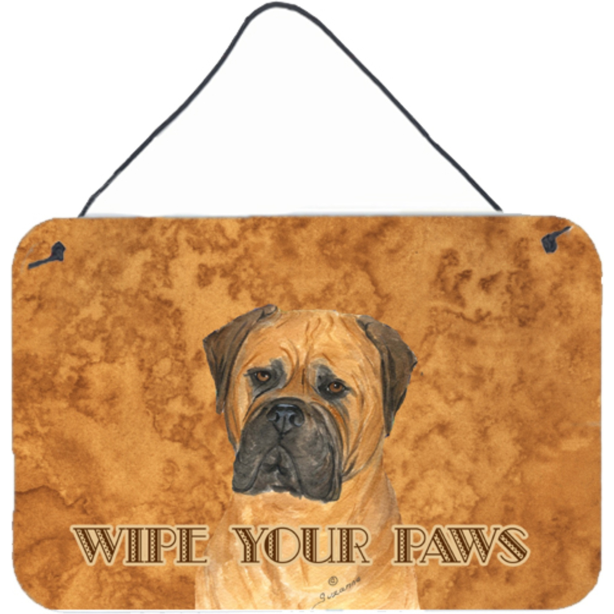 &quotCaroline's Treasures Bullmastiff Wipe Your Paws Aluminum Metal Wall or Door Hanging Prints, 8 x 12"""