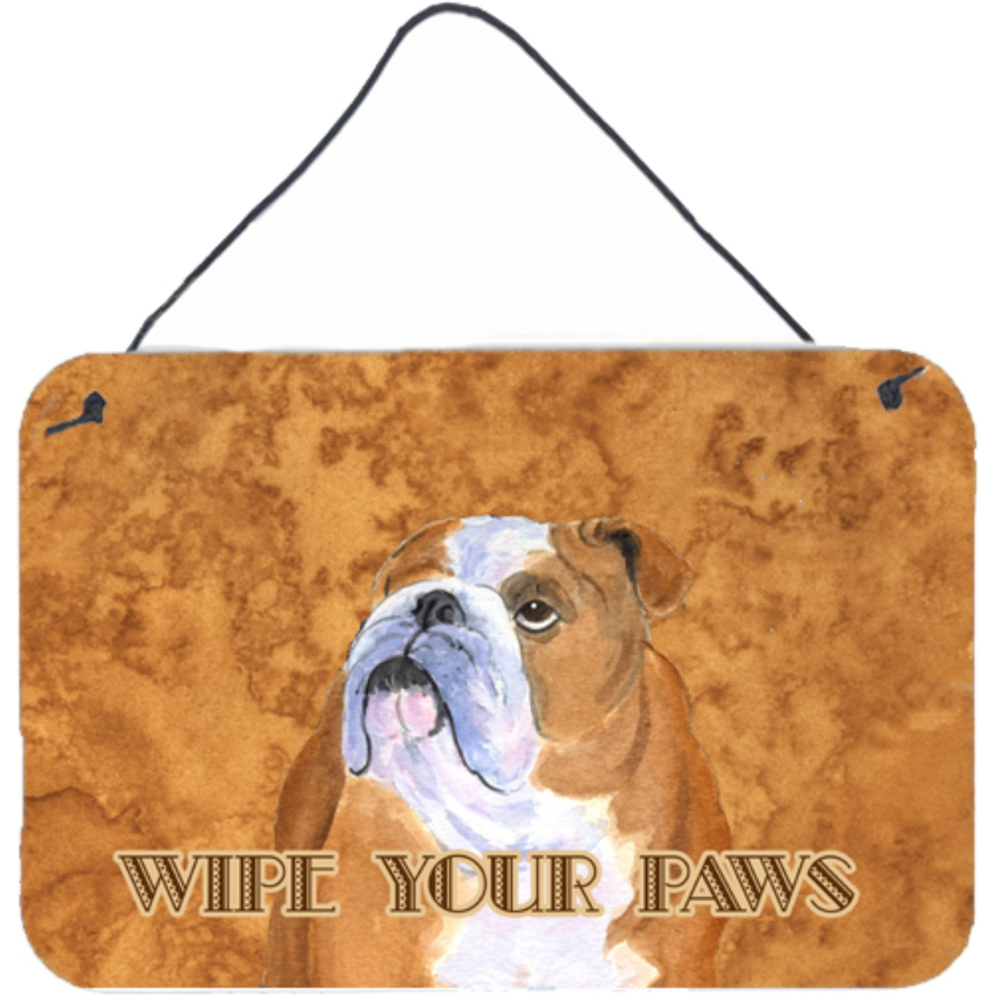&quotCaroline's Treasures SS4893DS812 Bulldog English Wipe Your Paws Aluminum Metal Wall or Door Hanging Prints, 8 x 12"""