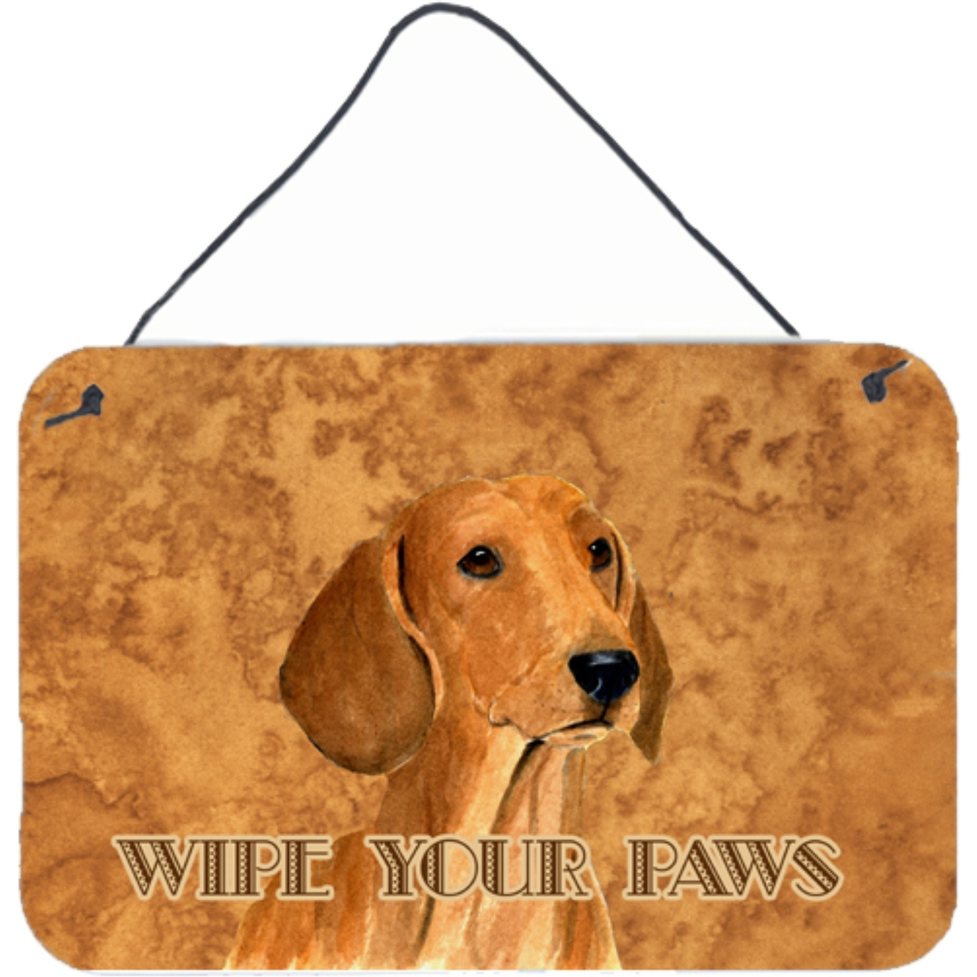 &quotCaroline's Treasures Red Dachshund Wipe Your Paws Aluminum Metal Wall or Door Hanging Prints, 8 x 12"""