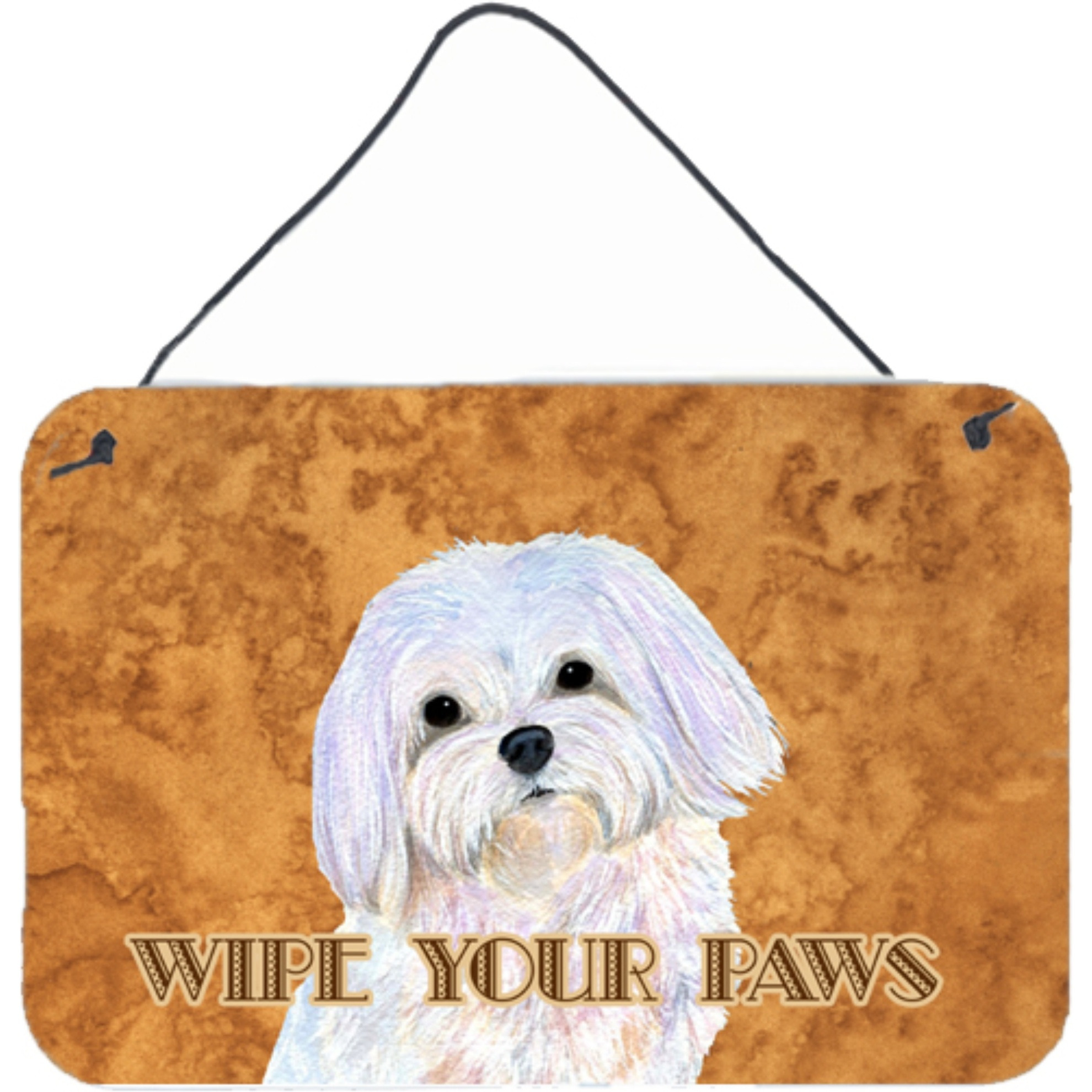 &quotCaroline's Treasures SS4897DS812 Puppy Cut Maltese Wipe Your Paws Aluminum Metal Wall or Door Hanging Prints, 8 x 12"""