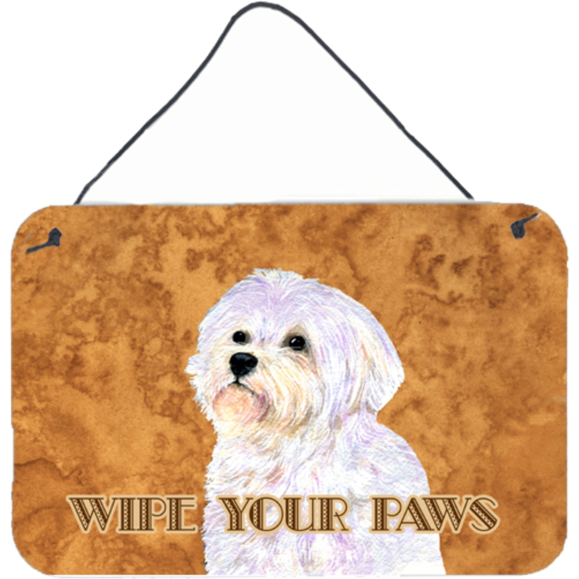 &quotCaroline's Treasures SS4898DS812 Puppy Cut Maltese Wipe Your Paws Aluminum Metal Wall or Door Hanging Prints, 8 x 12"""