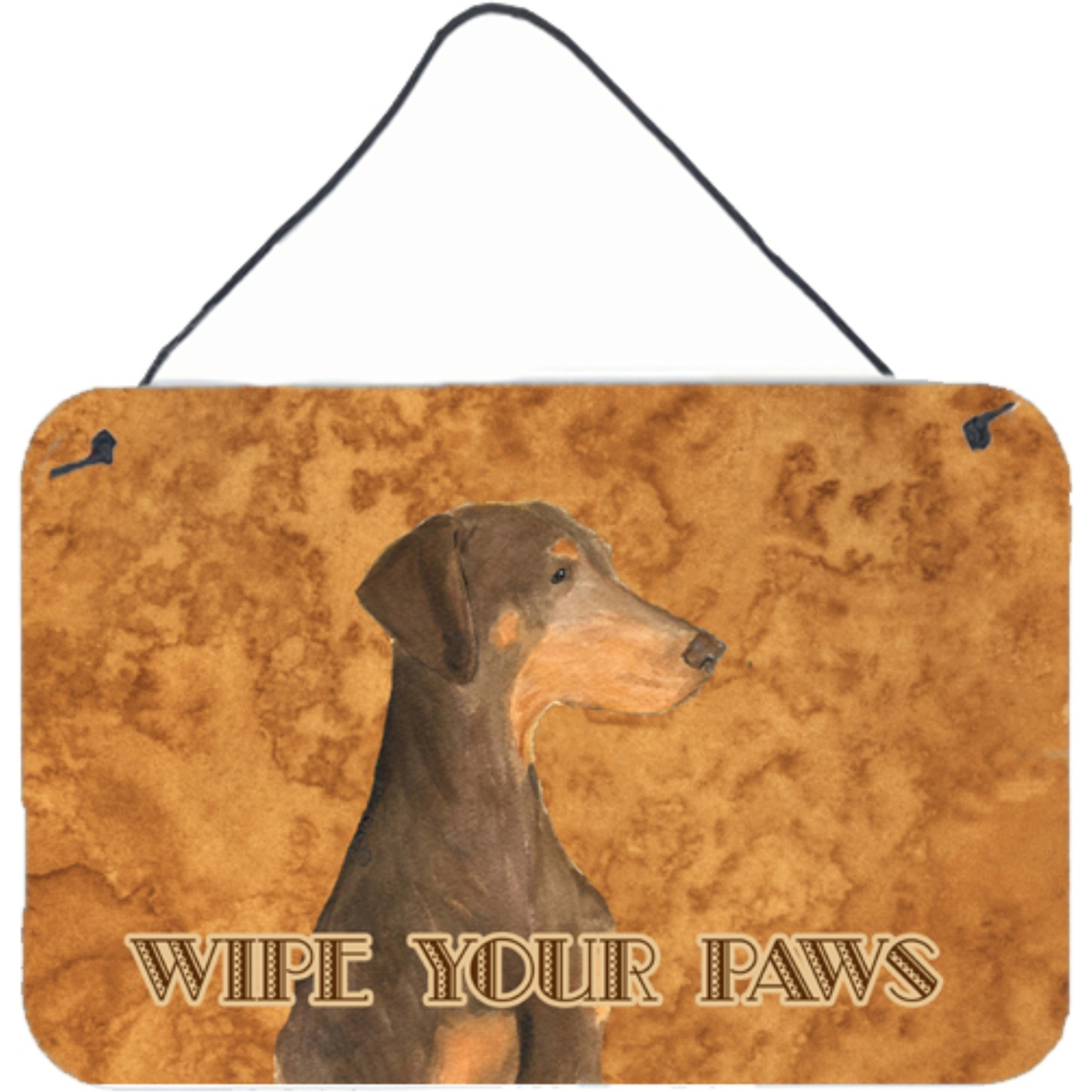 &quotCaroline's Treasures Chocolate Natural Eared Doberman Wipe Your Paws Wall or Door Hanging Prints, 8 x 12"""