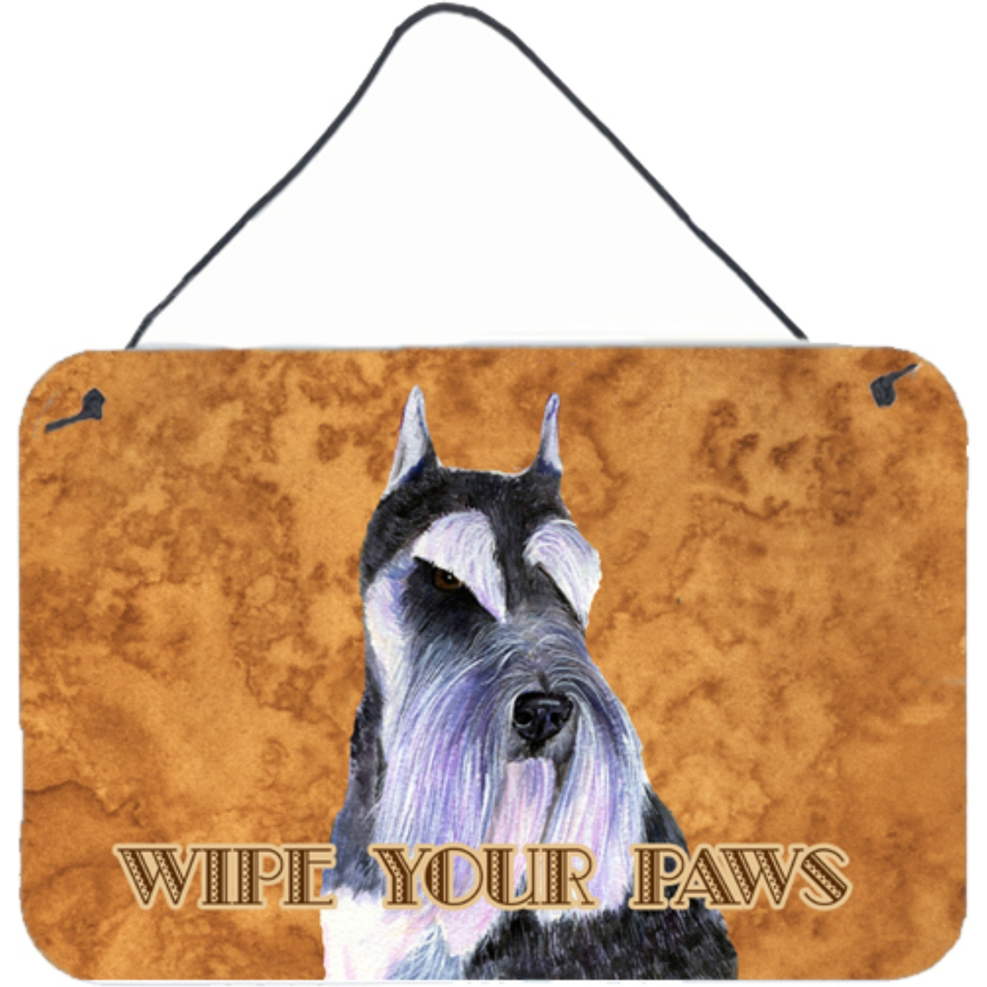 &quotCaroline's Treasures Schnauzer Wipe Your Paws Aluminum Metal Wall or Door Hanging Prints, 8 x 12"""