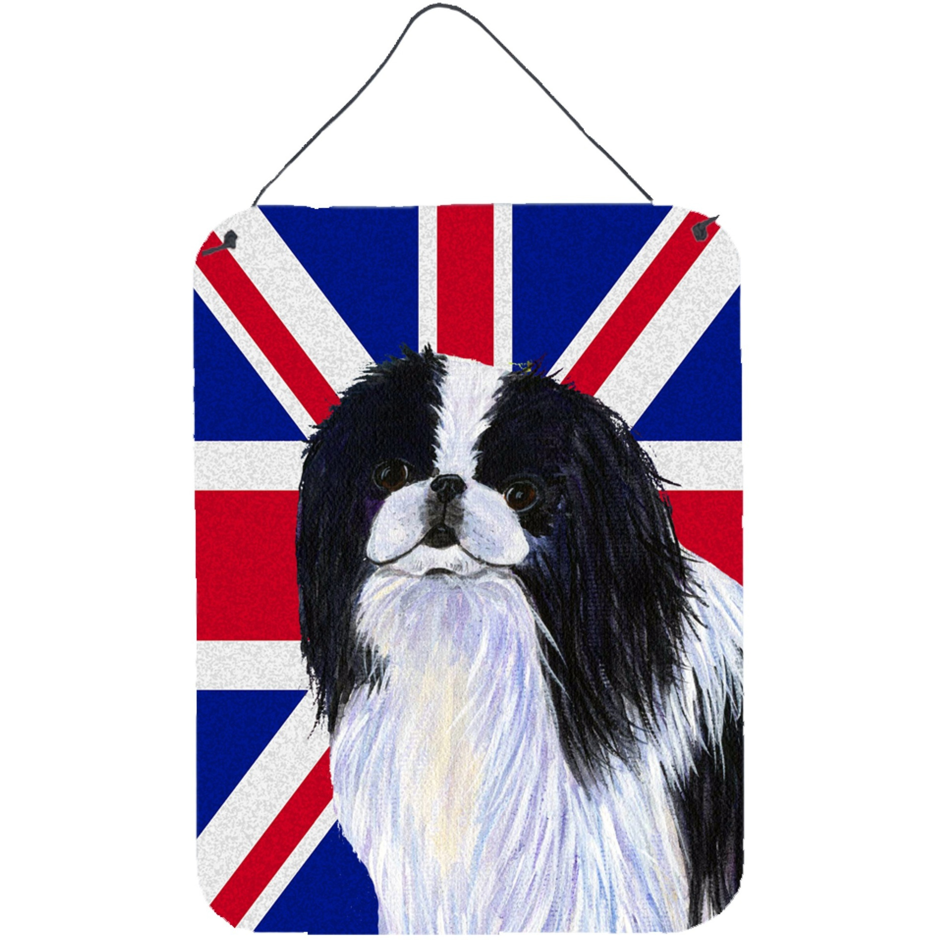 &quotCaroline's Treasures Japanese Chin with English Union Jack British Flag Wall or Door Hanging Prints, 16"" x 12"""