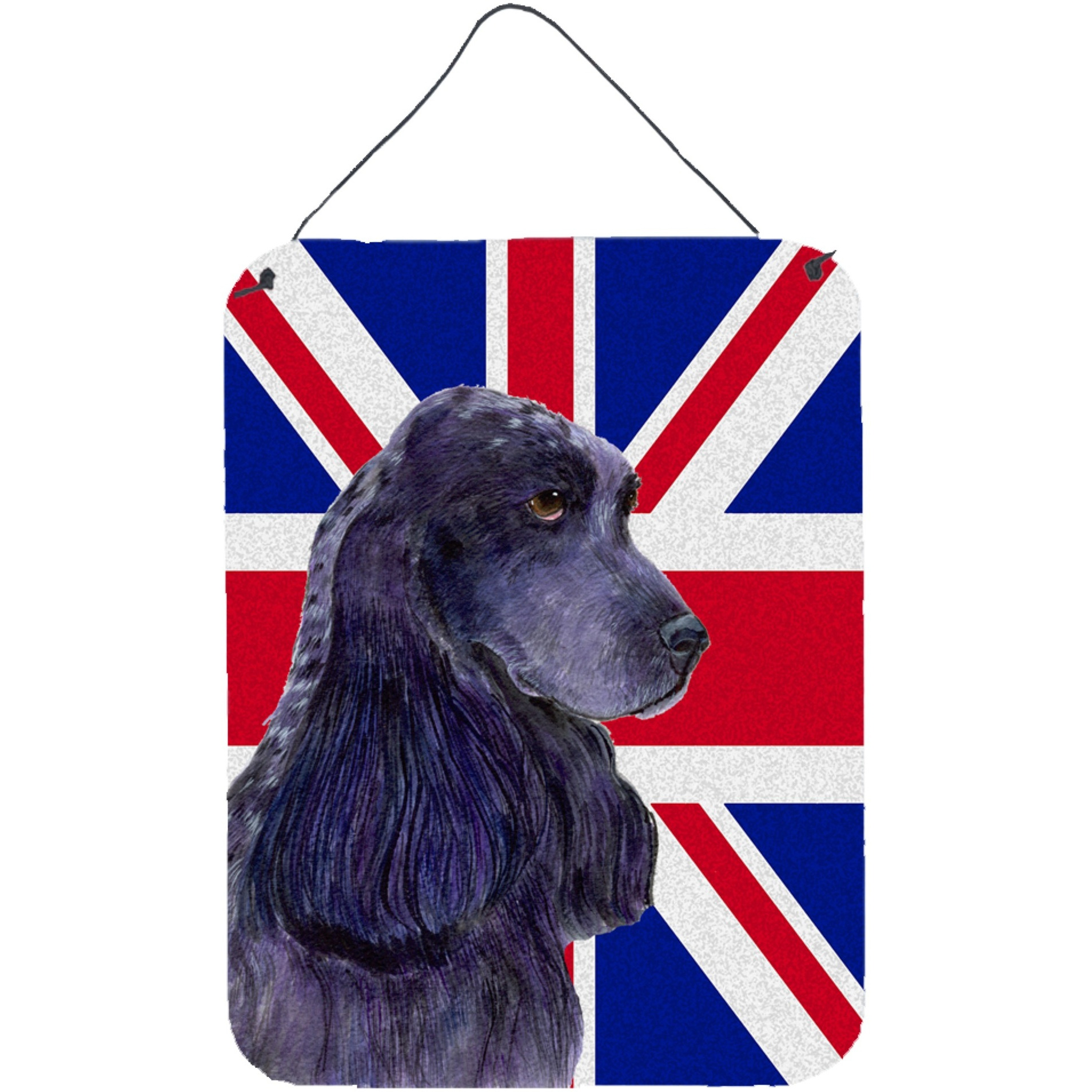 &quotCaroline's Treasures Cocker Spaniel with English Union Jack British Flag Wall or Door Hanging Prints, 16"" x 12"""
