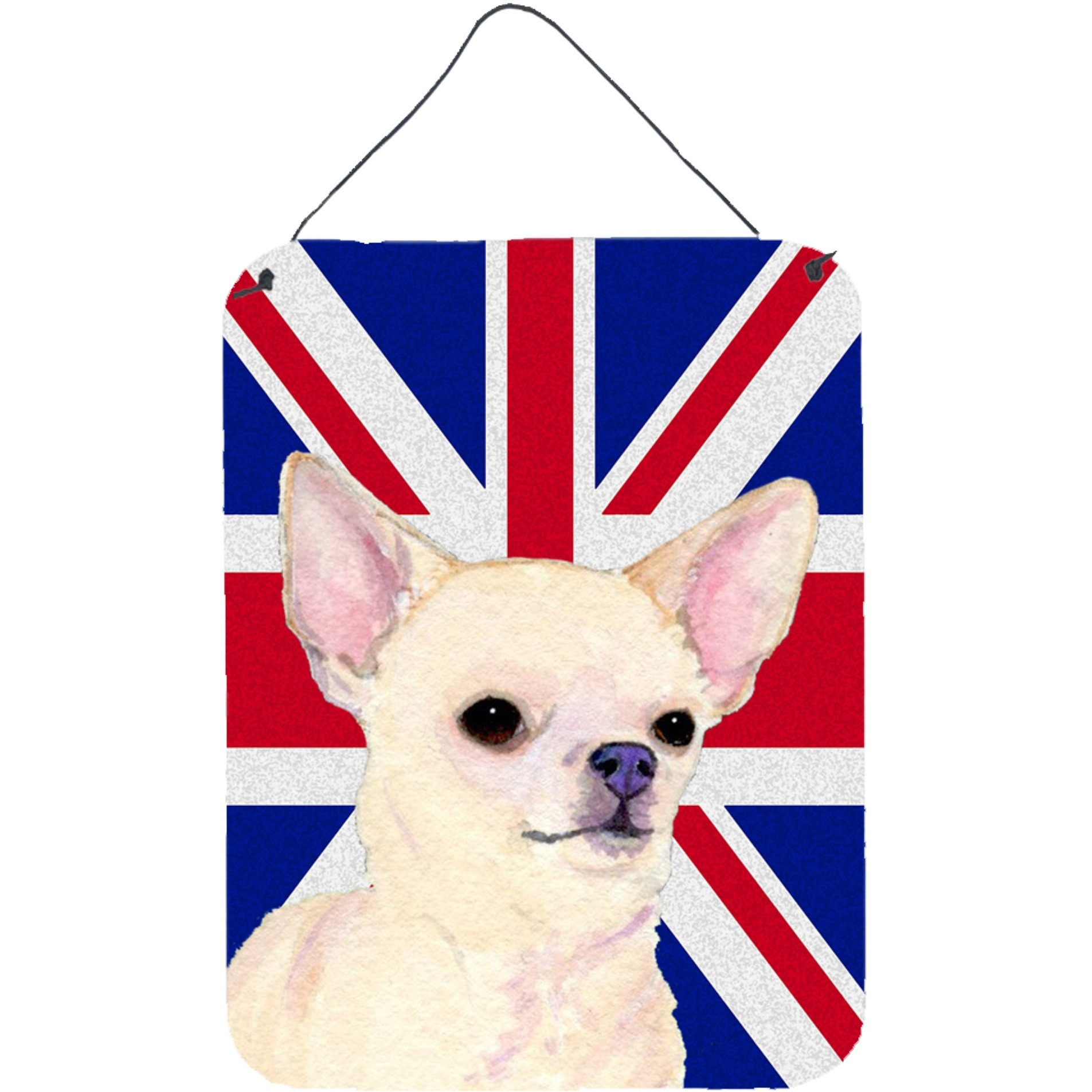 &quotCaroline's Treasures SS4914DS1216 Chihuahua with English Union Jack British Flag Wall or Door Hanging Prints, 16"" x 12"""