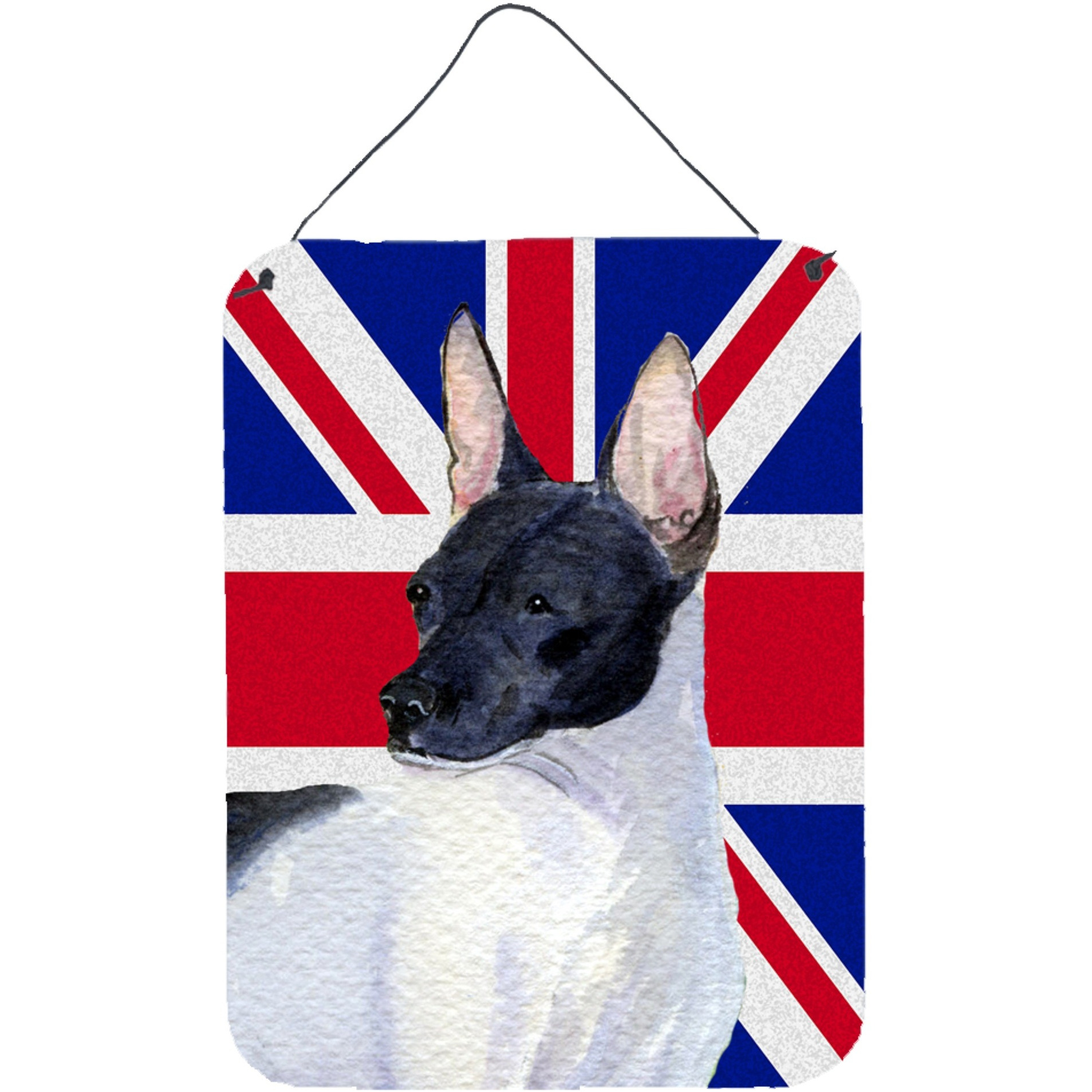 &quotCaroline's Treasures SS4922DS1216 Rat Terrier with English Union Jack British Flag Wall or Door Hanging Prints, 16"" x 12"""