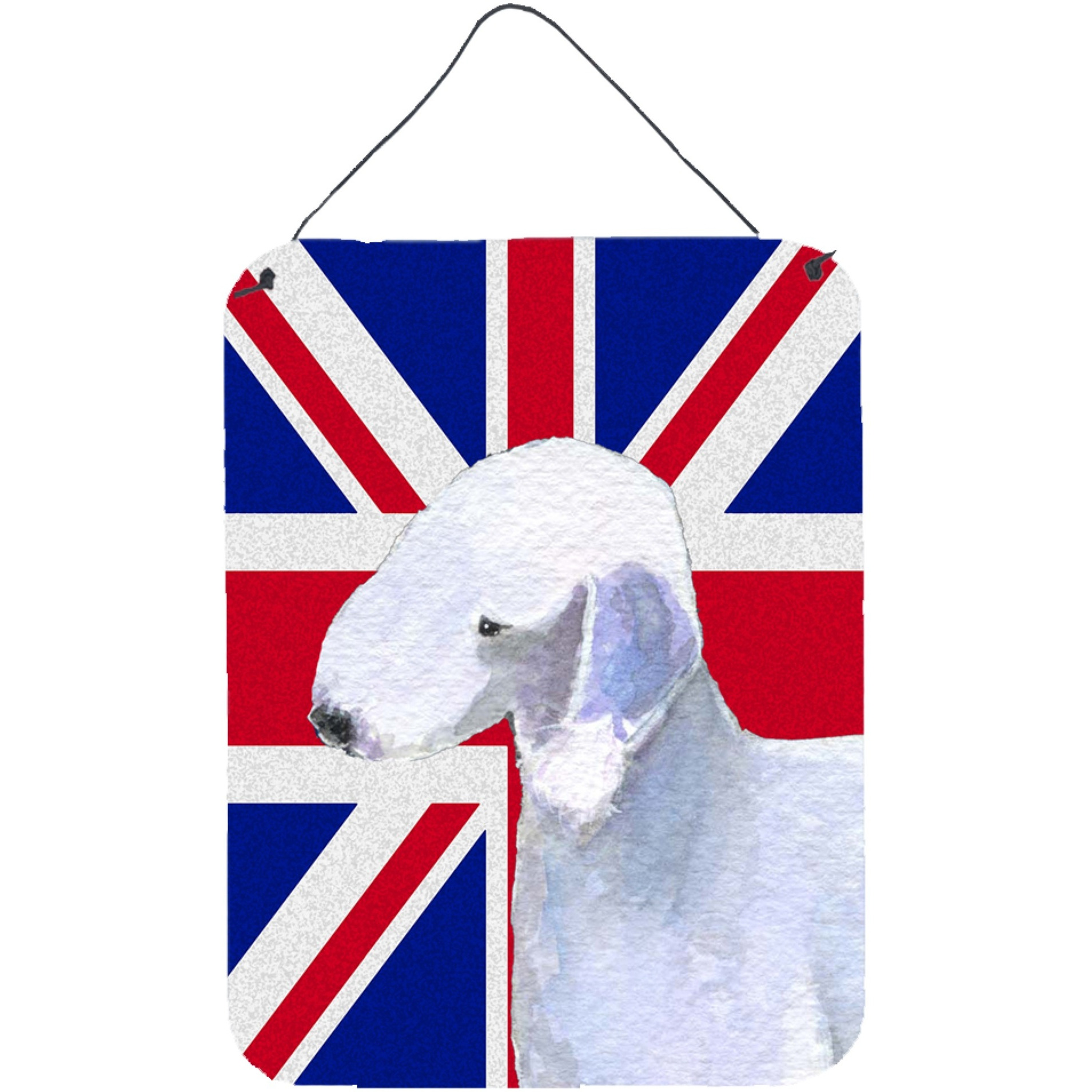 &quotCaroline's Treasures Bedlington Terrier with English Union Jack British Flag Wall or Door Hanging Prints, 16"" x 12"""