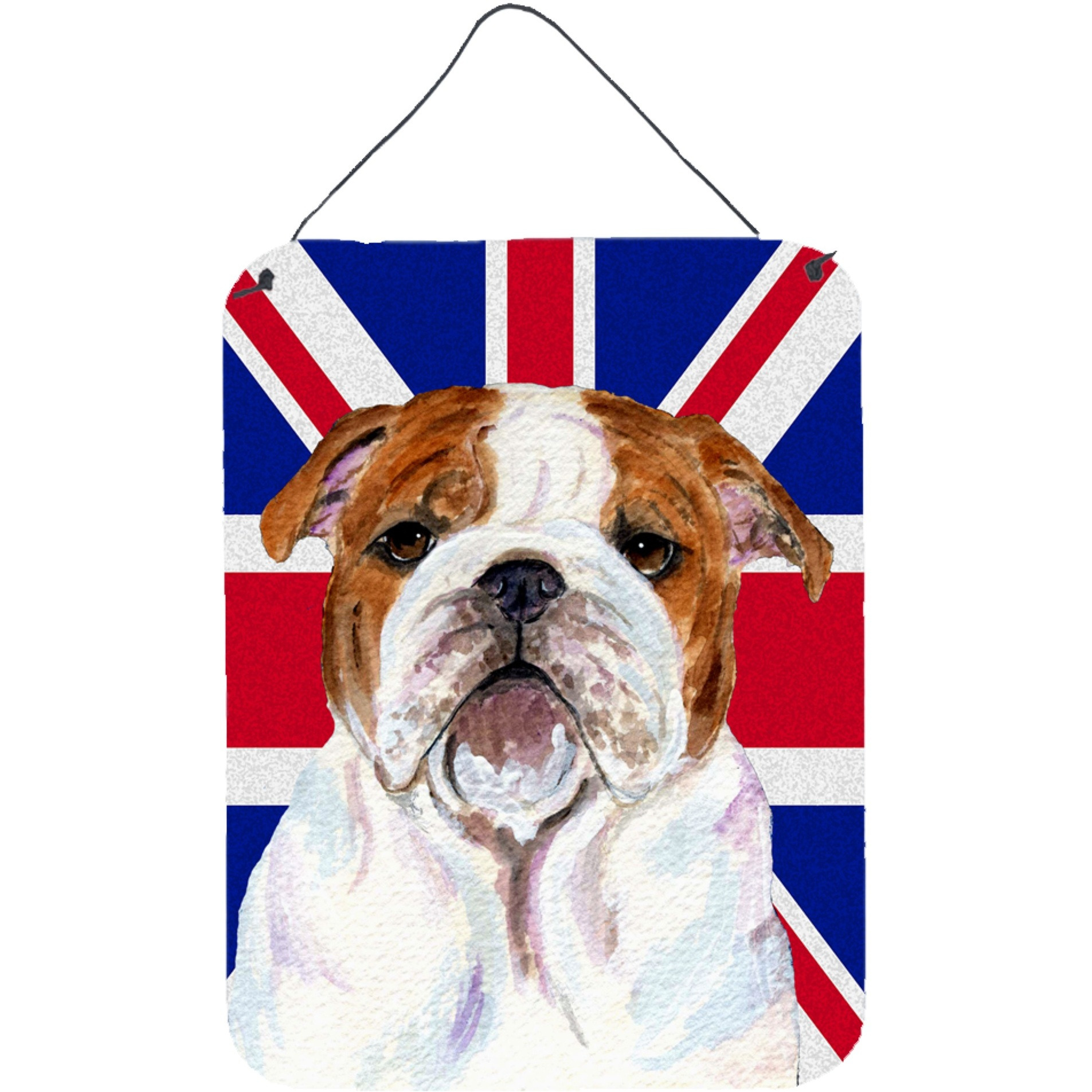 &quotCaroline's Treasures SS4926DS1216 English Bulldog with English Union Jack British Flag Wall or Door Hanging Prints, 16"" x 12"""