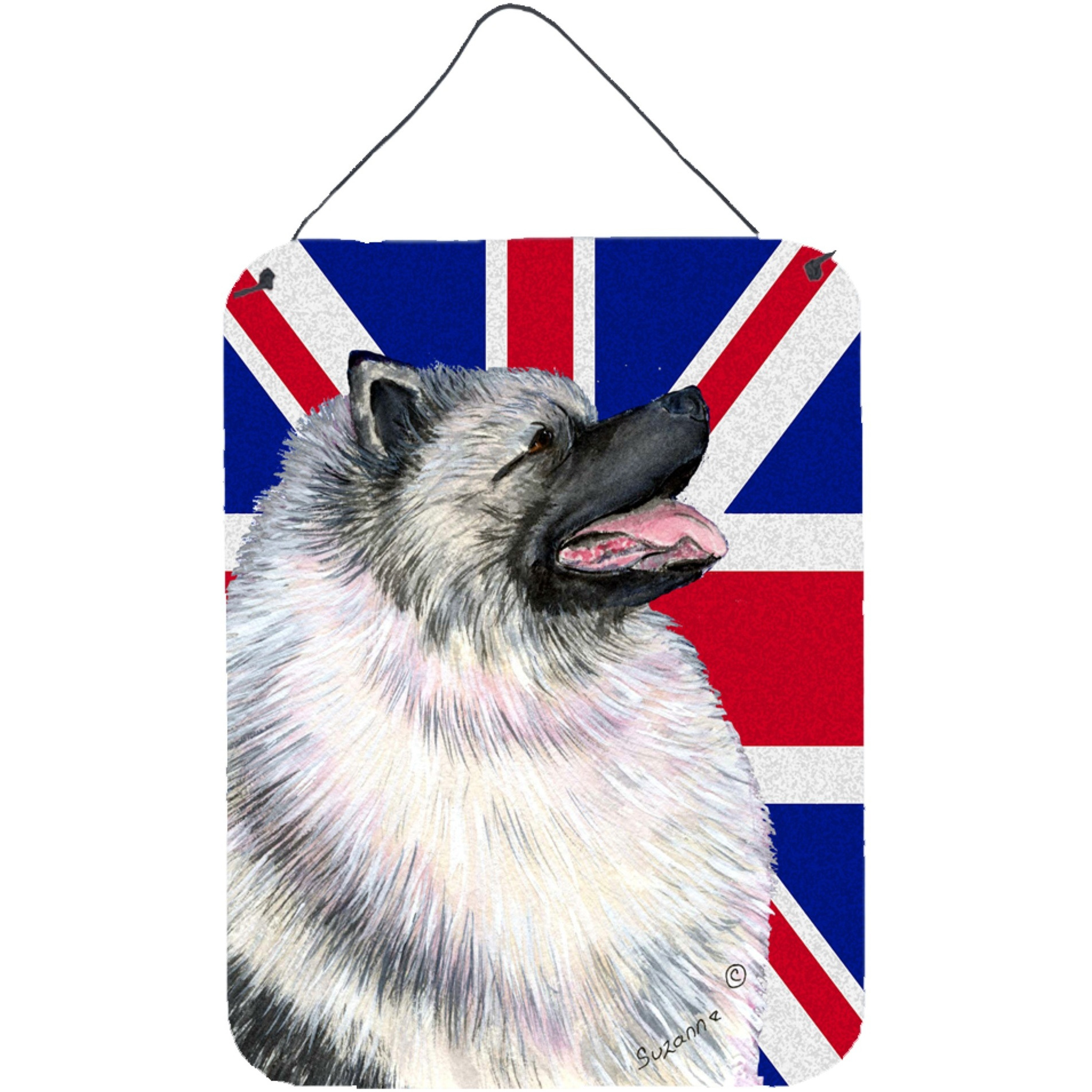 &quotCaroline's Treasures Keeshond with English Union Jack British Flag Wall or Door Hanging Prints, 16"" x 12"""