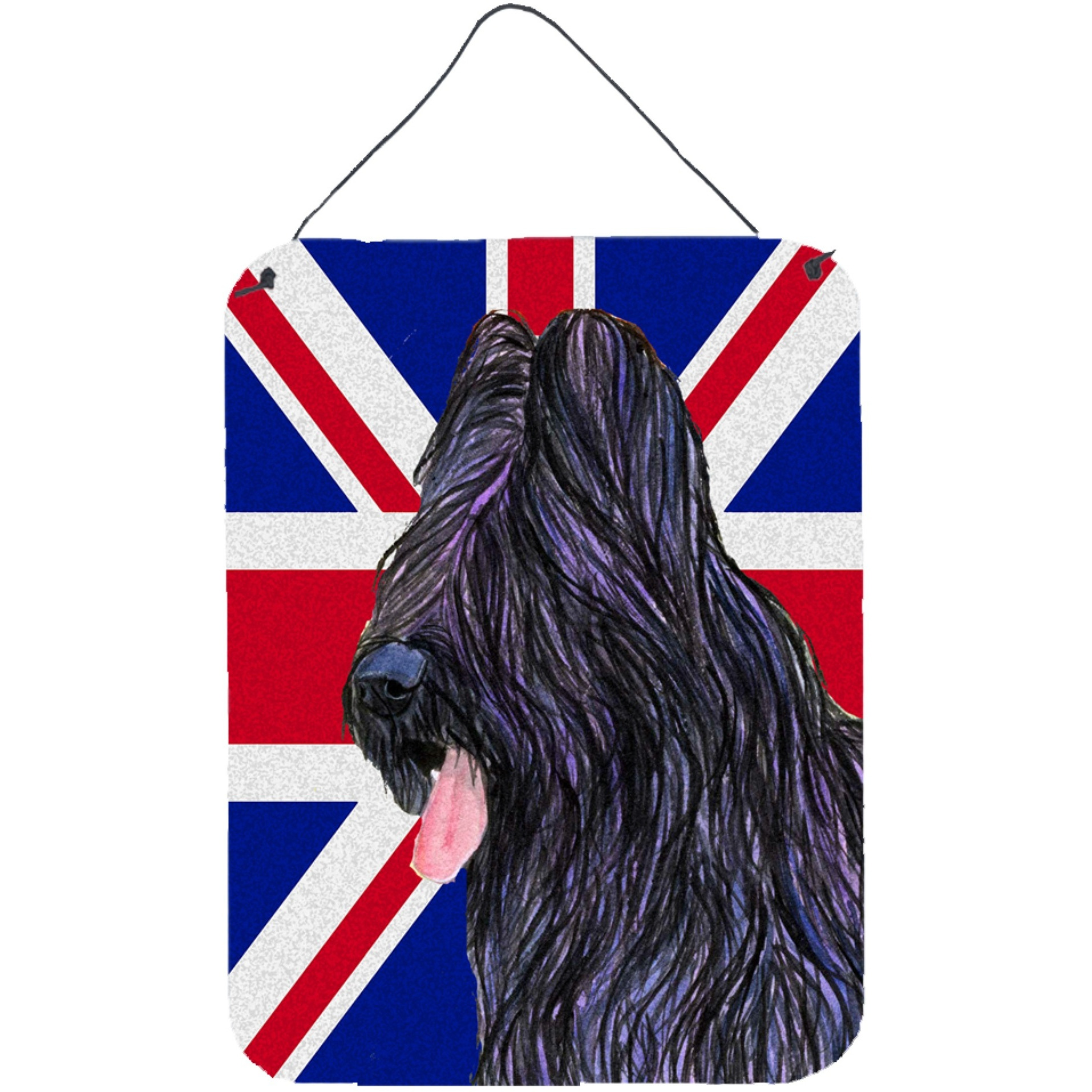 &quotCaroline's Treasures Briard with English Union Jack British Flag Wall or Door Hanging Prints, 16"" x 12"""